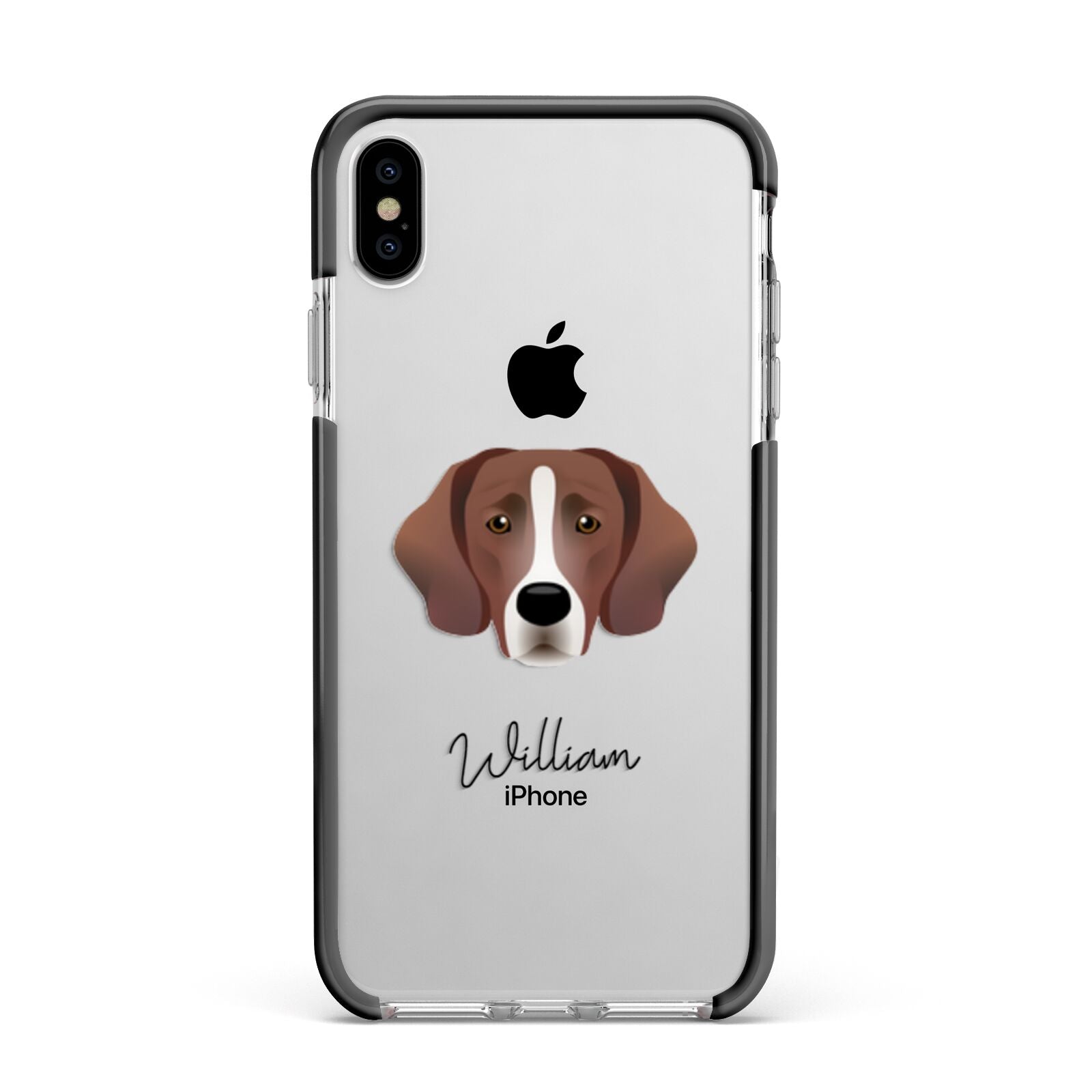 Springador Personalised Apple iPhone Xs Max Impact Case Black Edge on Silver Phone