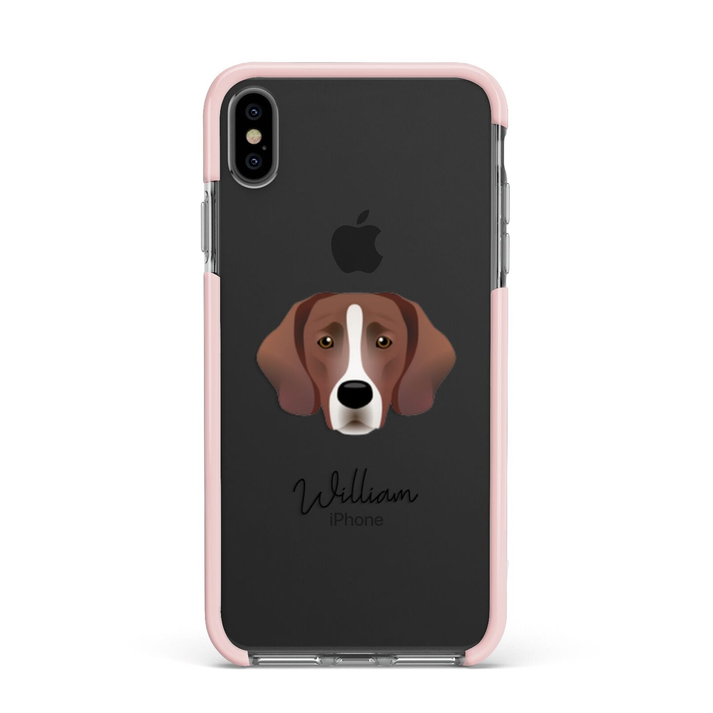 Springador Personalised Apple iPhone Xs Max Impact Case Pink Edge on Black Phone