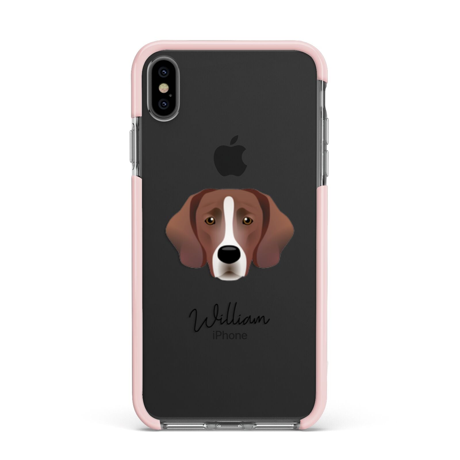 Springador Personalised Apple iPhone Xs Max Impact Case Pink Edge on Black Phone