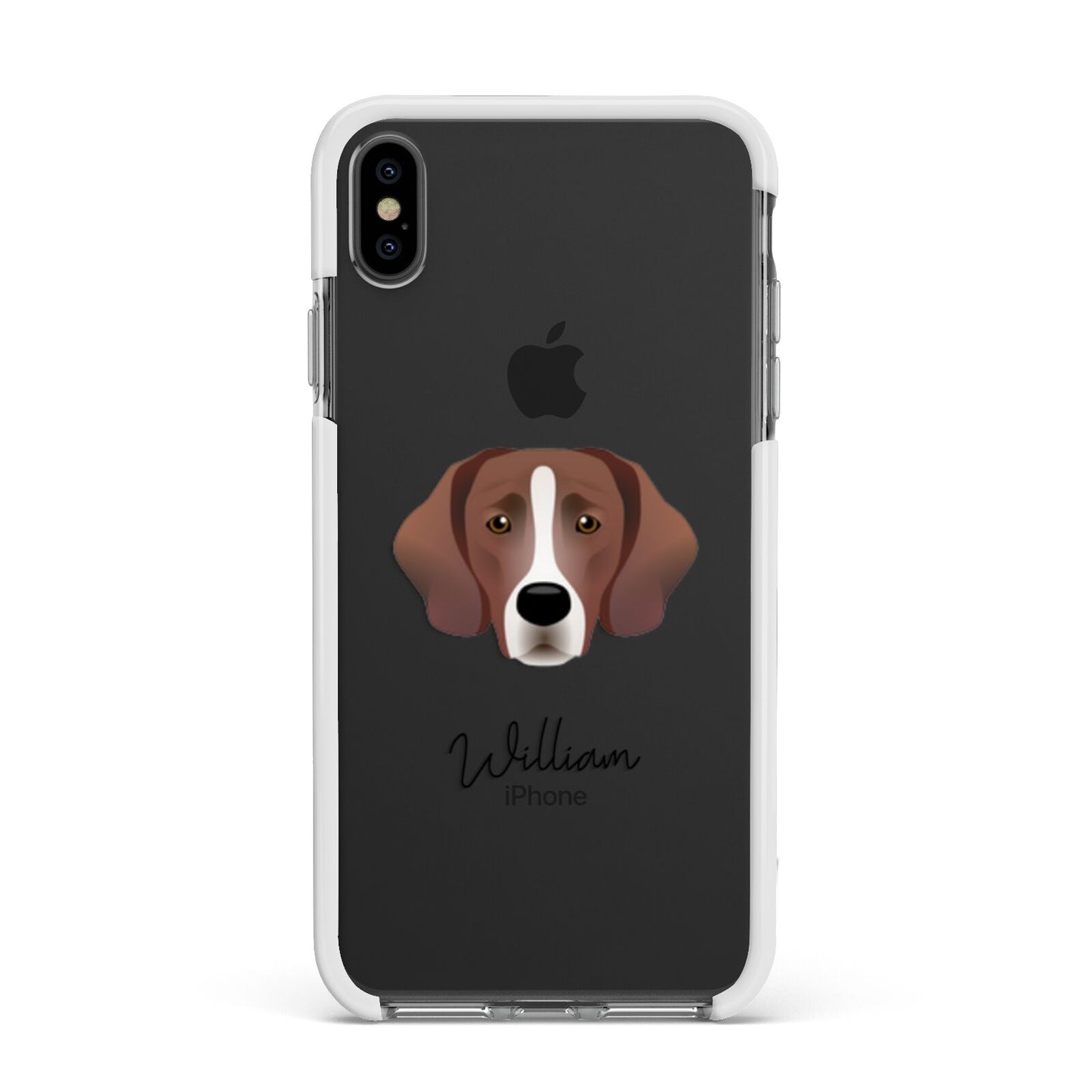 Springador Personalised Apple iPhone Xs Max Impact Case White Edge on Black Phone