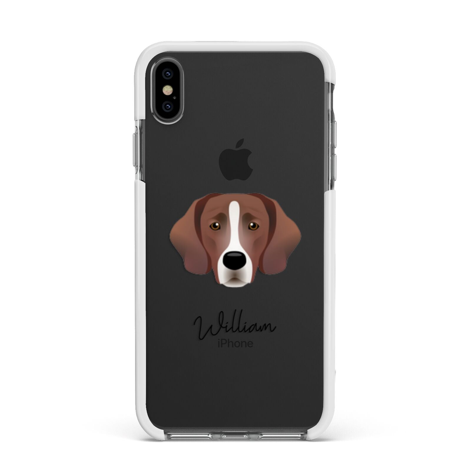 Springador Personalised Apple iPhone Xs Max Impact Case White Edge on Black Phone