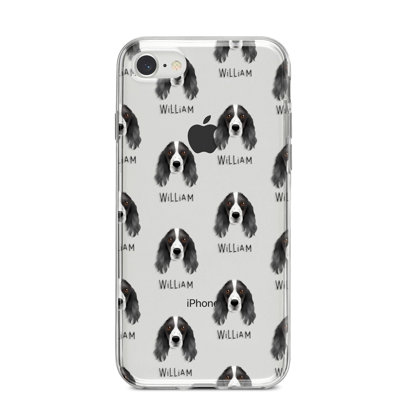 Springer Spaniel Icon with Name iPhone 8 Bumper Case on Silver iPhone