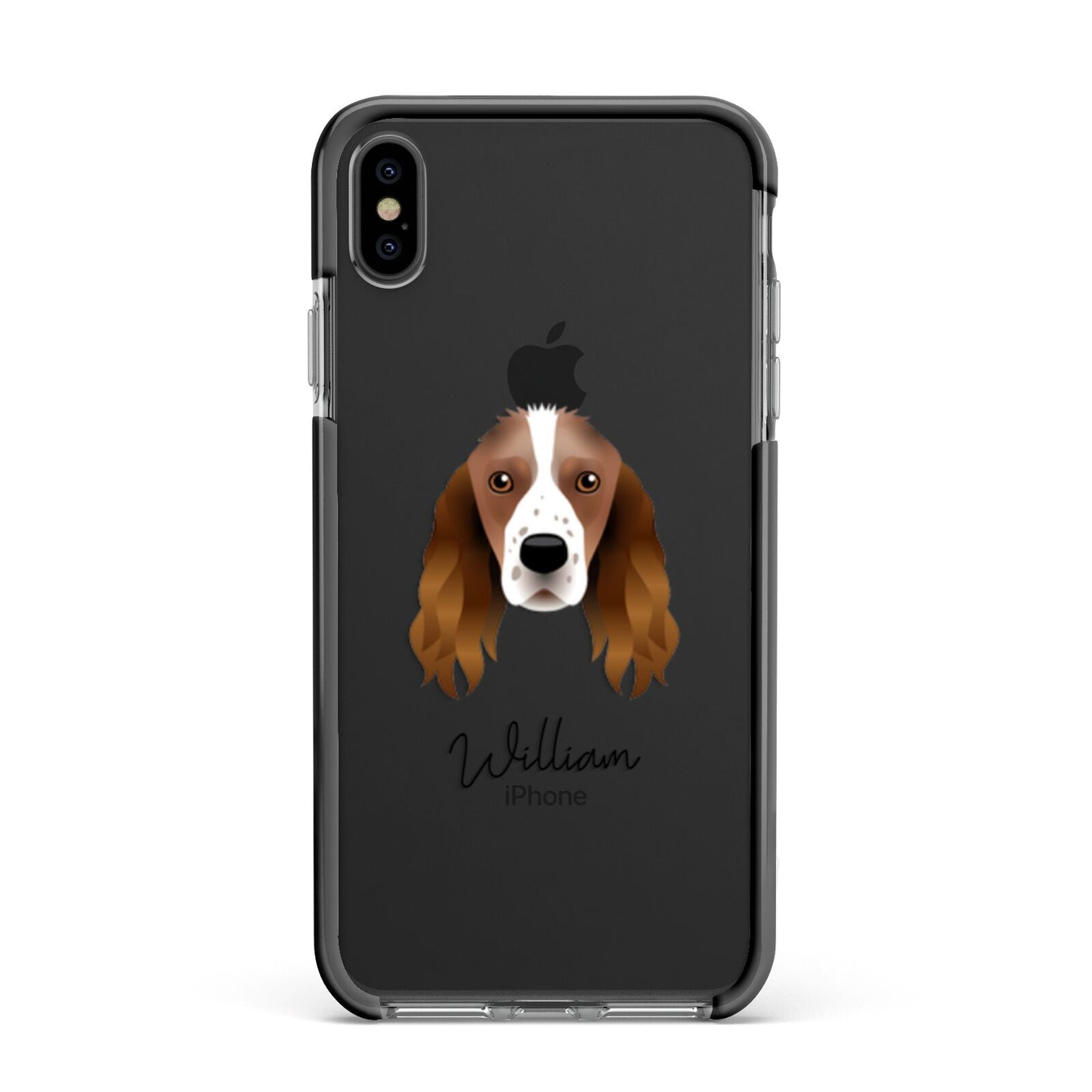 Springer Spaniel Personalised Apple iPhone Xs Max Impact Case Black Edge on Black Phone