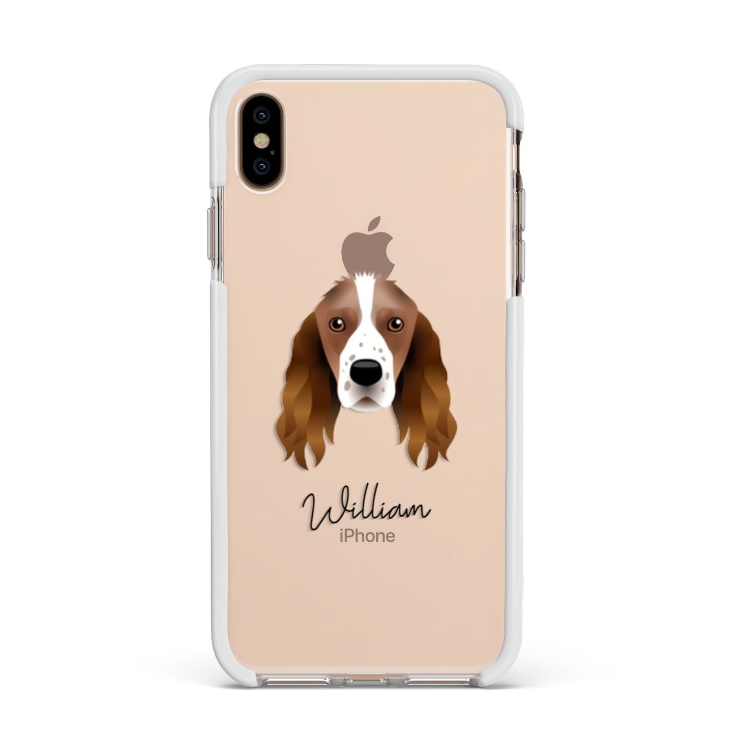 Springer Spaniel Personalised Apple iPhone Xs Max Impact Case White Edge on Gold Phone