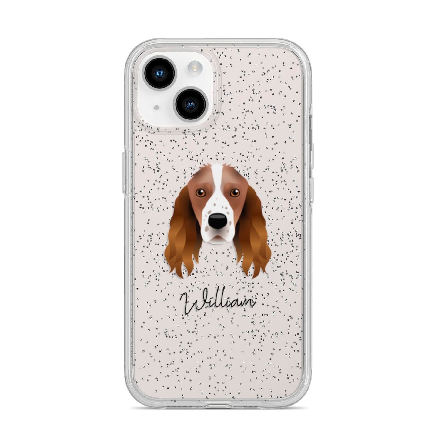 Springer Spaniel Personalised iPhone 14 Glitter Tough Case Starlight