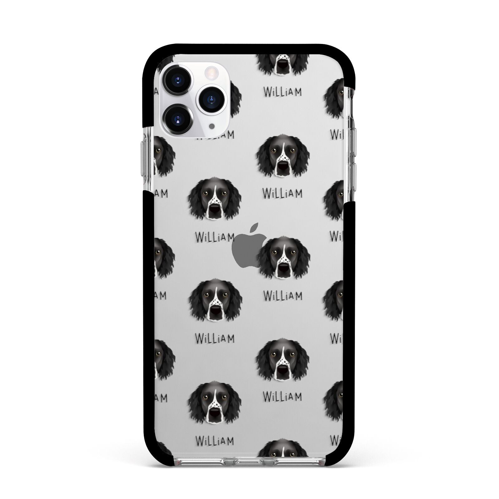 Sprocker Icon with Name Apple iPhone 11 Pro Max in Silver with Black Impact Case