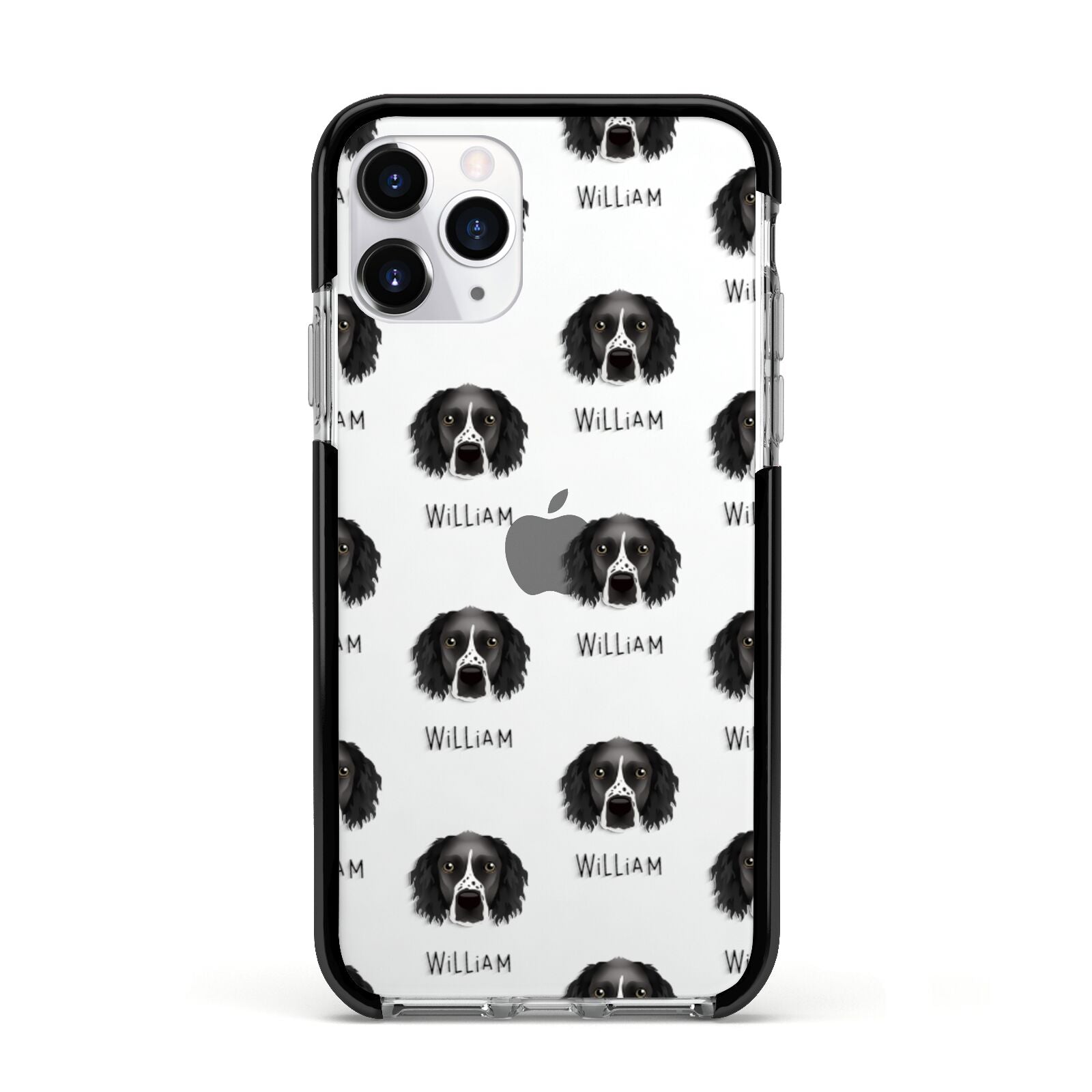 Sprocker Icon with Name Apple iPhone 11 Pro in Silver with Black Impact Case