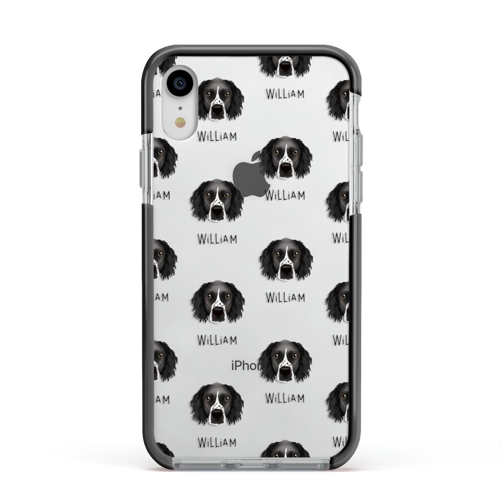 Sprocker Icon with Name Apple iPhone XR Impact Case Black Edge on Silver Phone