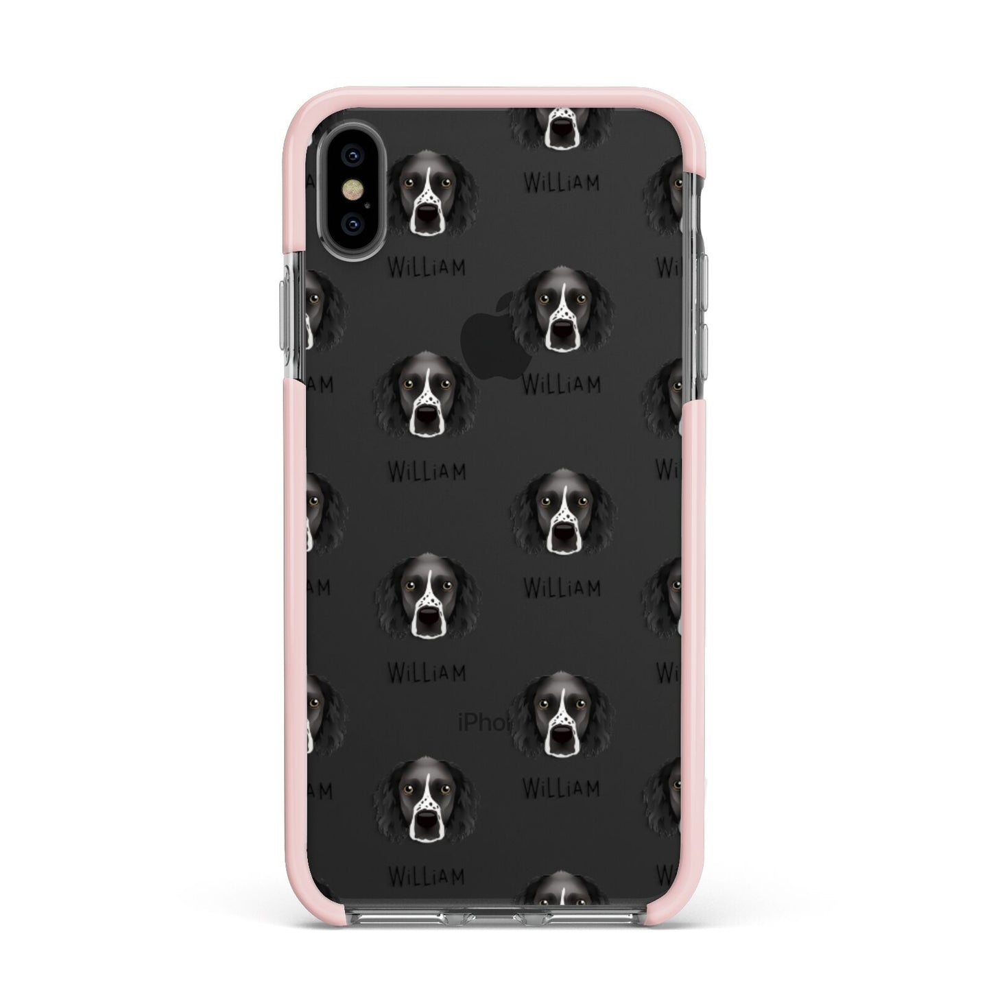 Sprocker Icon with Name Apple iPhone Xs Max Impact Case Pink Edge on Black Phone