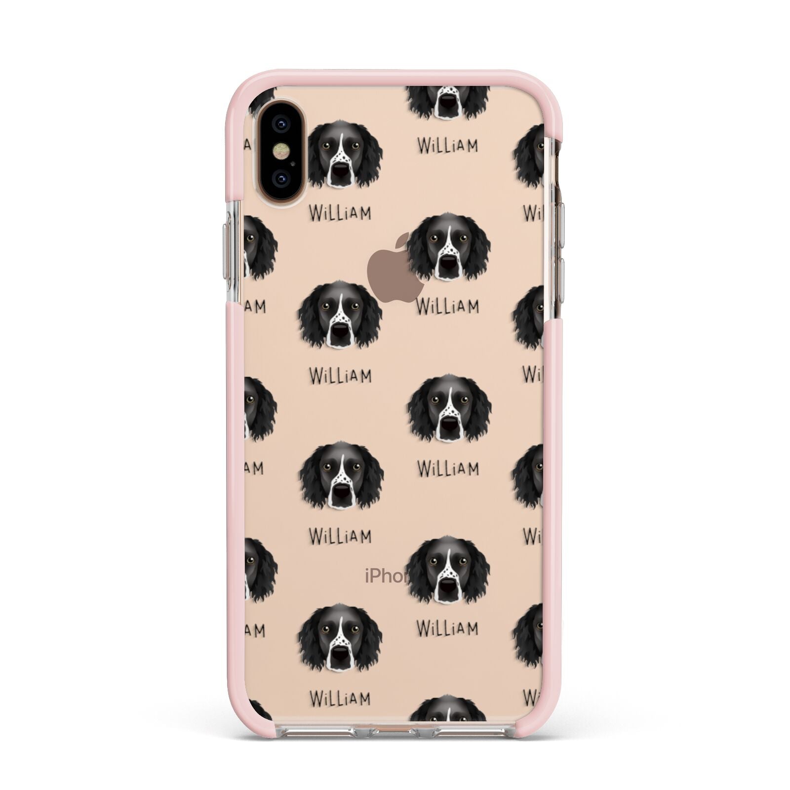 Sprocker Icon with Name Apple iPhone Xs Max Impact Case Pink Edge on Gold Phone