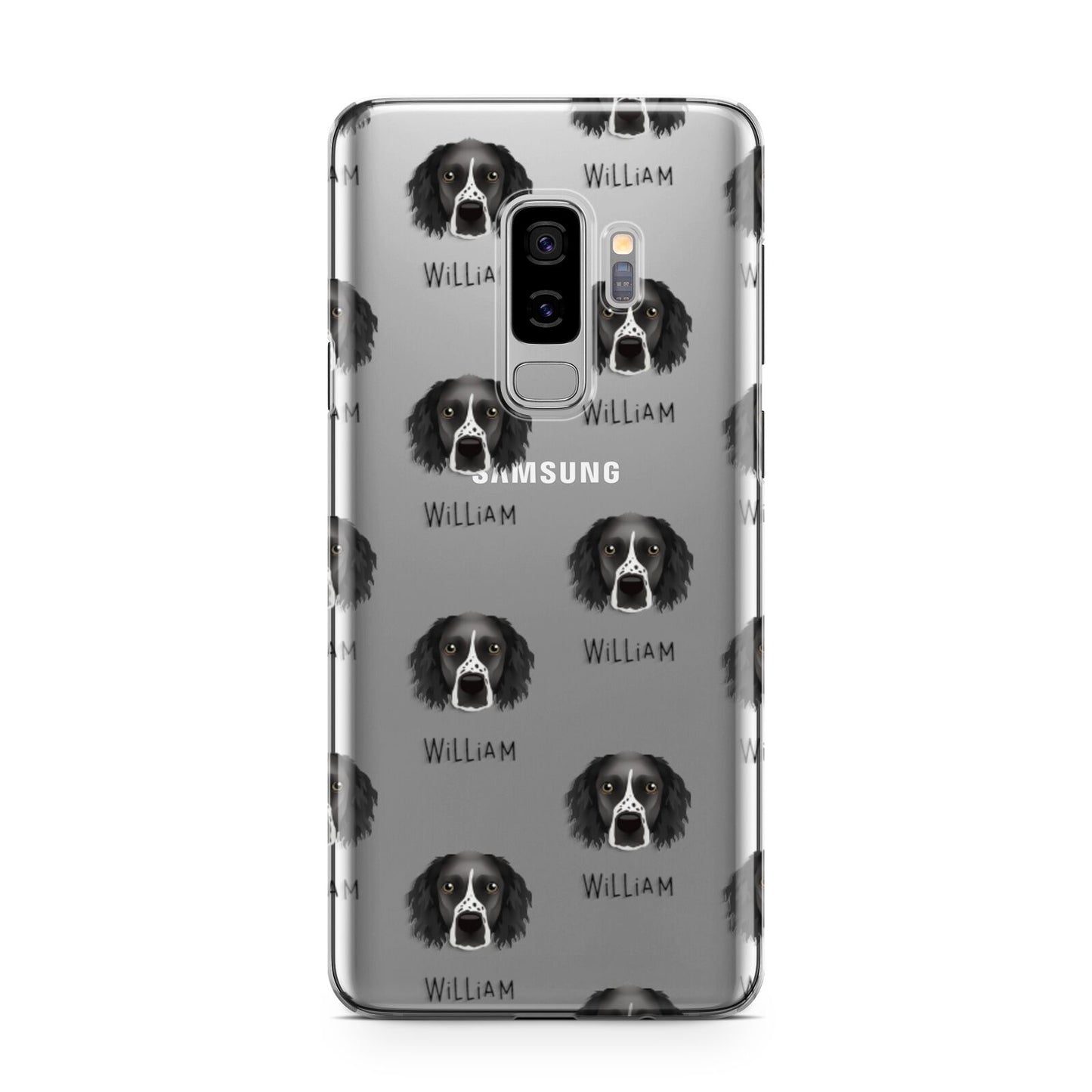 Sprocker Icon with Name Samsung Galaxy S9 Plus Case on Silver phone