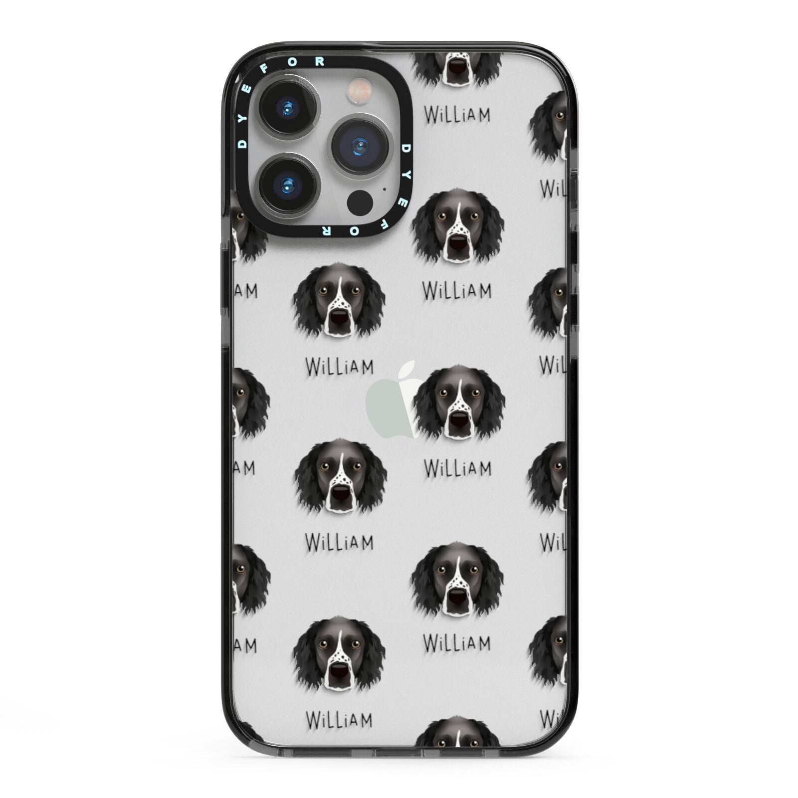 Sprocker Icon with Name iPhone 13 Pro Max Black Impact Case on Silver phone