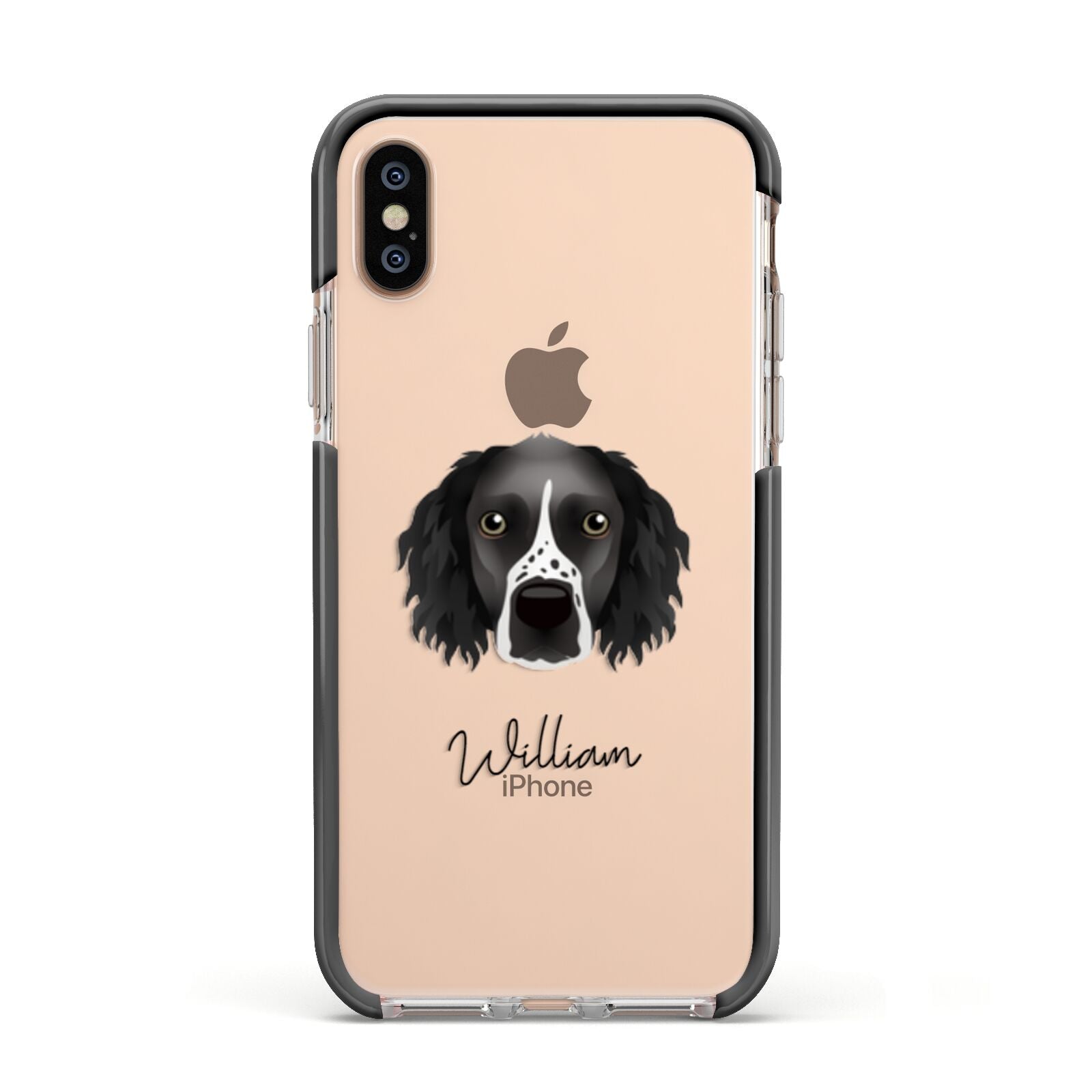 Sprocker Personalised Apple iPhone Xs Impact Case Black Edge on Gold Phone