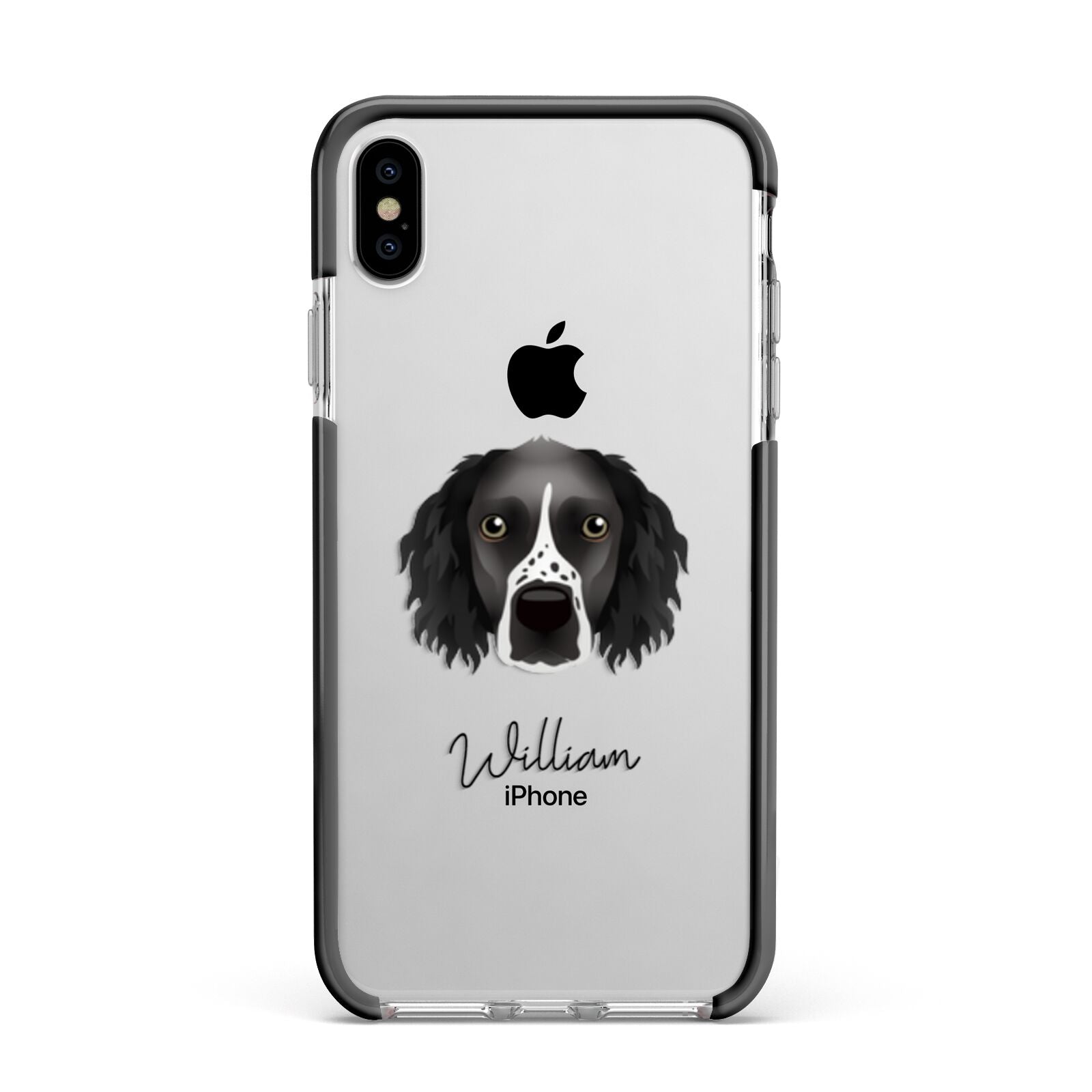 Sprocker Personalised Apple iPhone Xs Max Impact Case Black Edge on Silver Phone