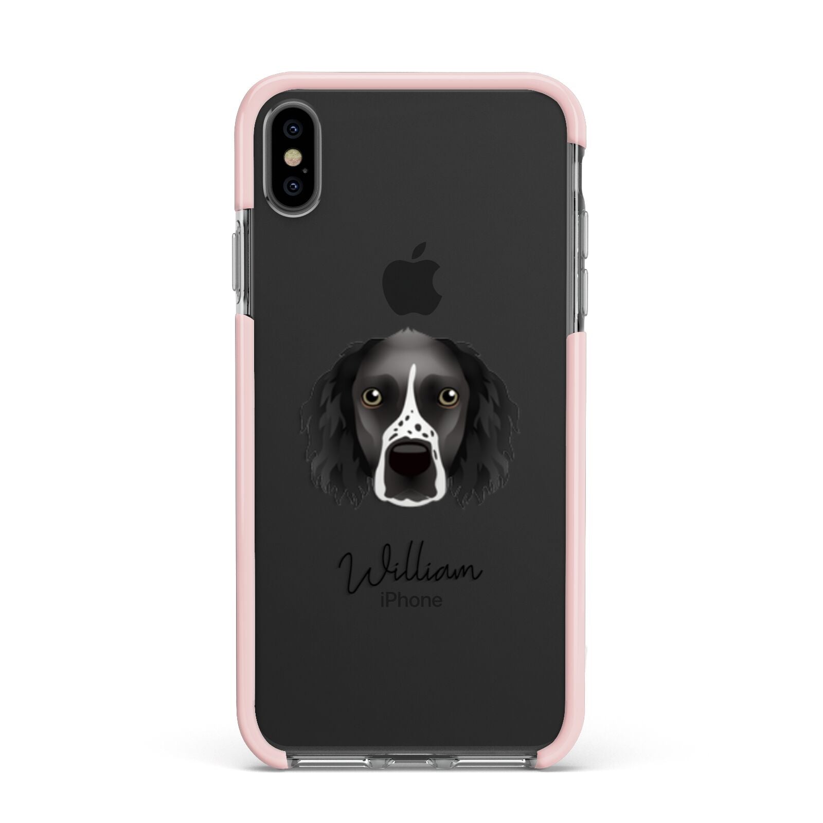 Sprocker Personalised Apple iPhone Xs Max Impact Case Pink Edge on Black Phone