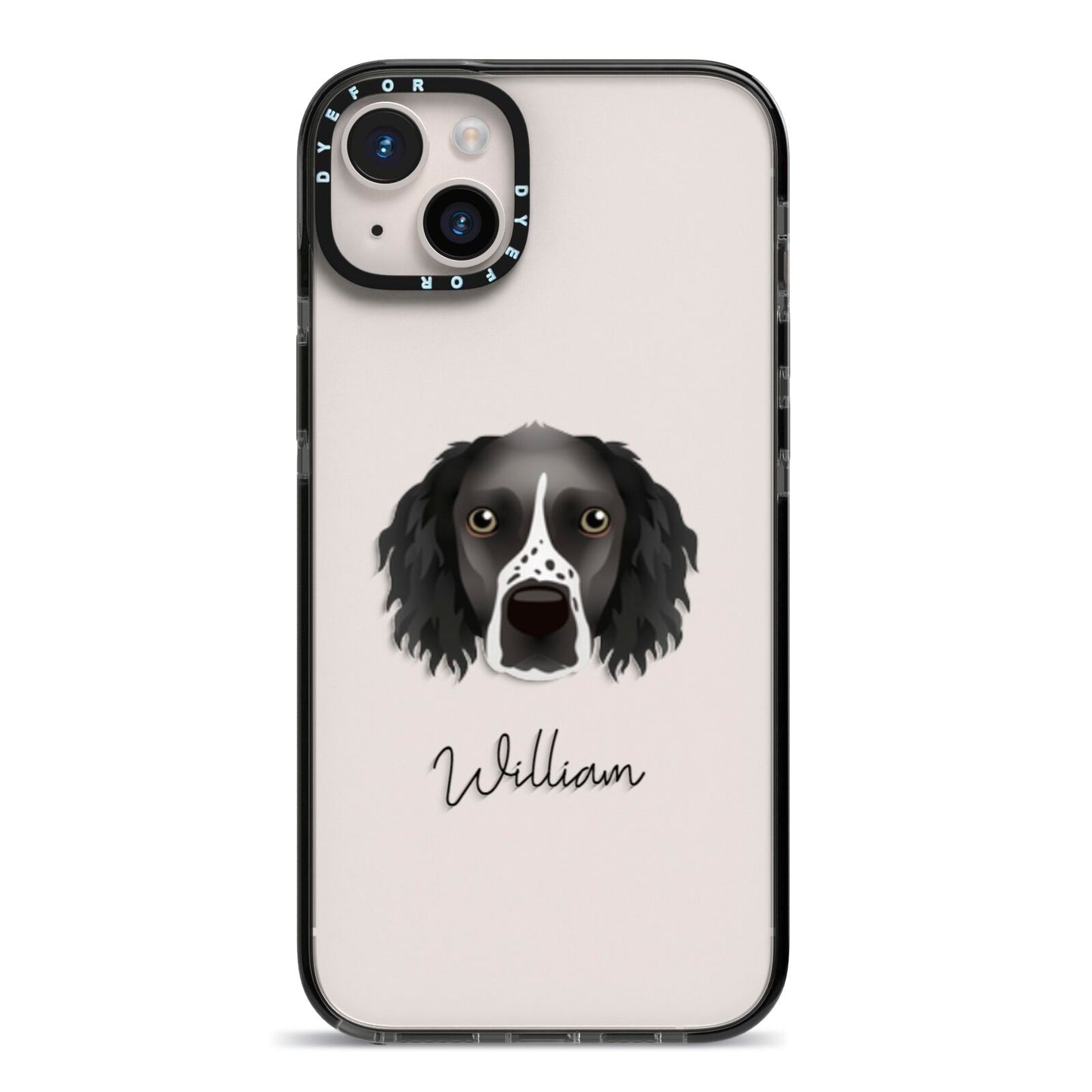 Sprocker Personalised iPhone 14 Plus Black Impact Case on Silver phone