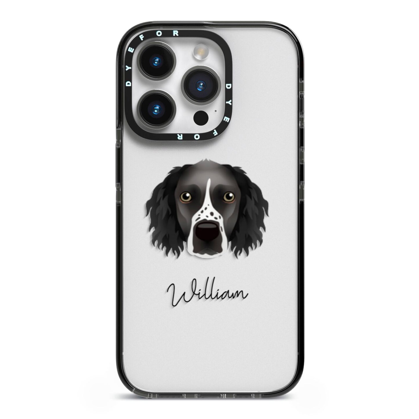 Sprocker Personalised iPhone 14 Pro Black Impact Case on Silver phone