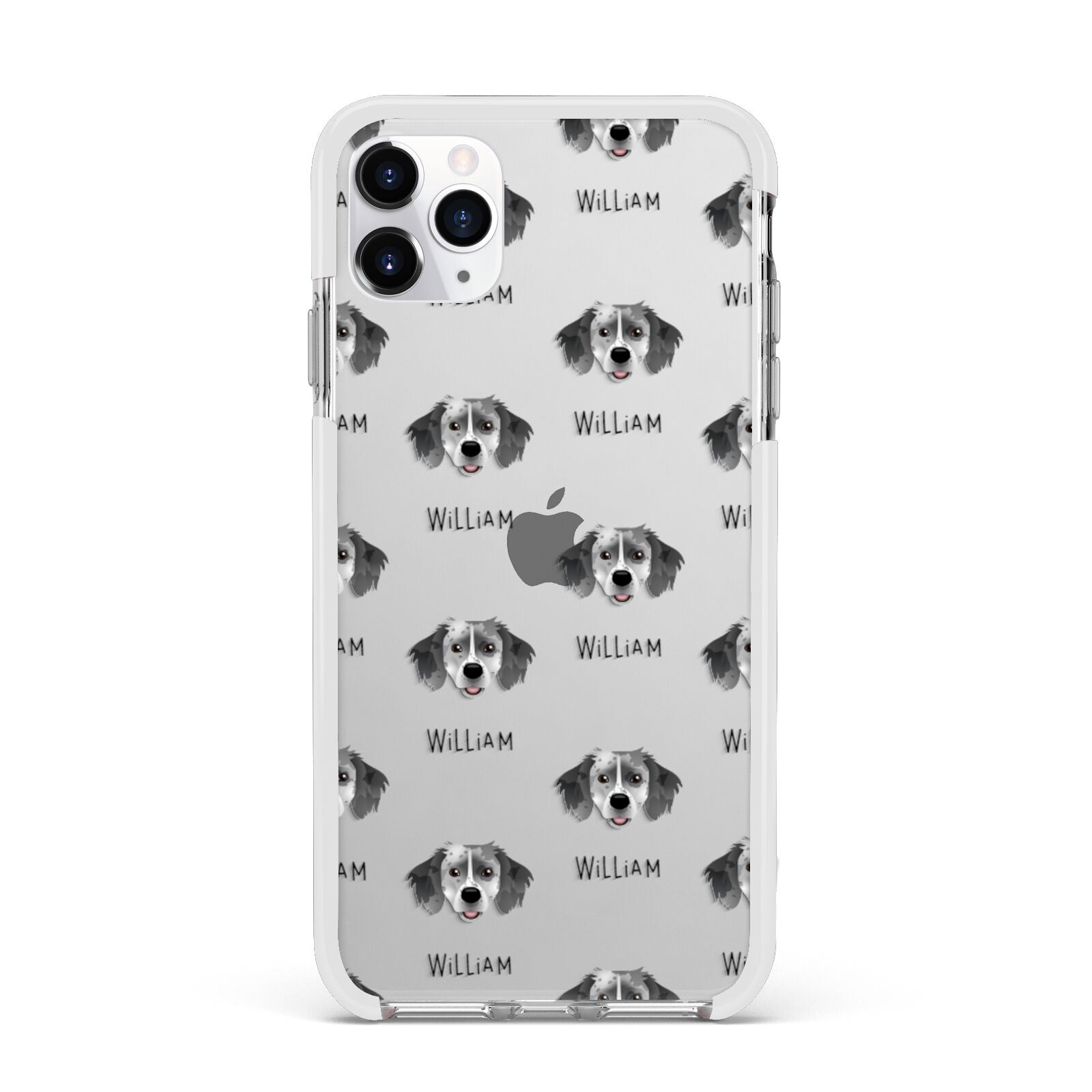 Sprollie Icon with Name Apple iPhone 11 Pro Max in Silver with White Impact Case