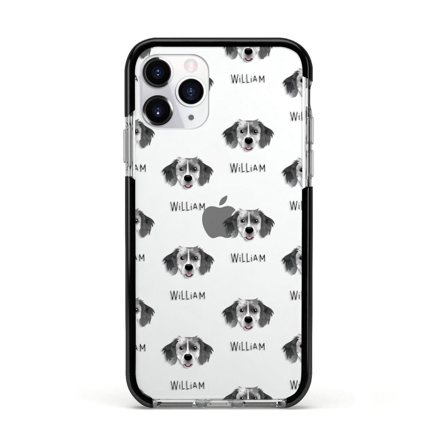 Sprollie Icon with Name Apple iPhone 11 Pro in Silver with Black Impact Case