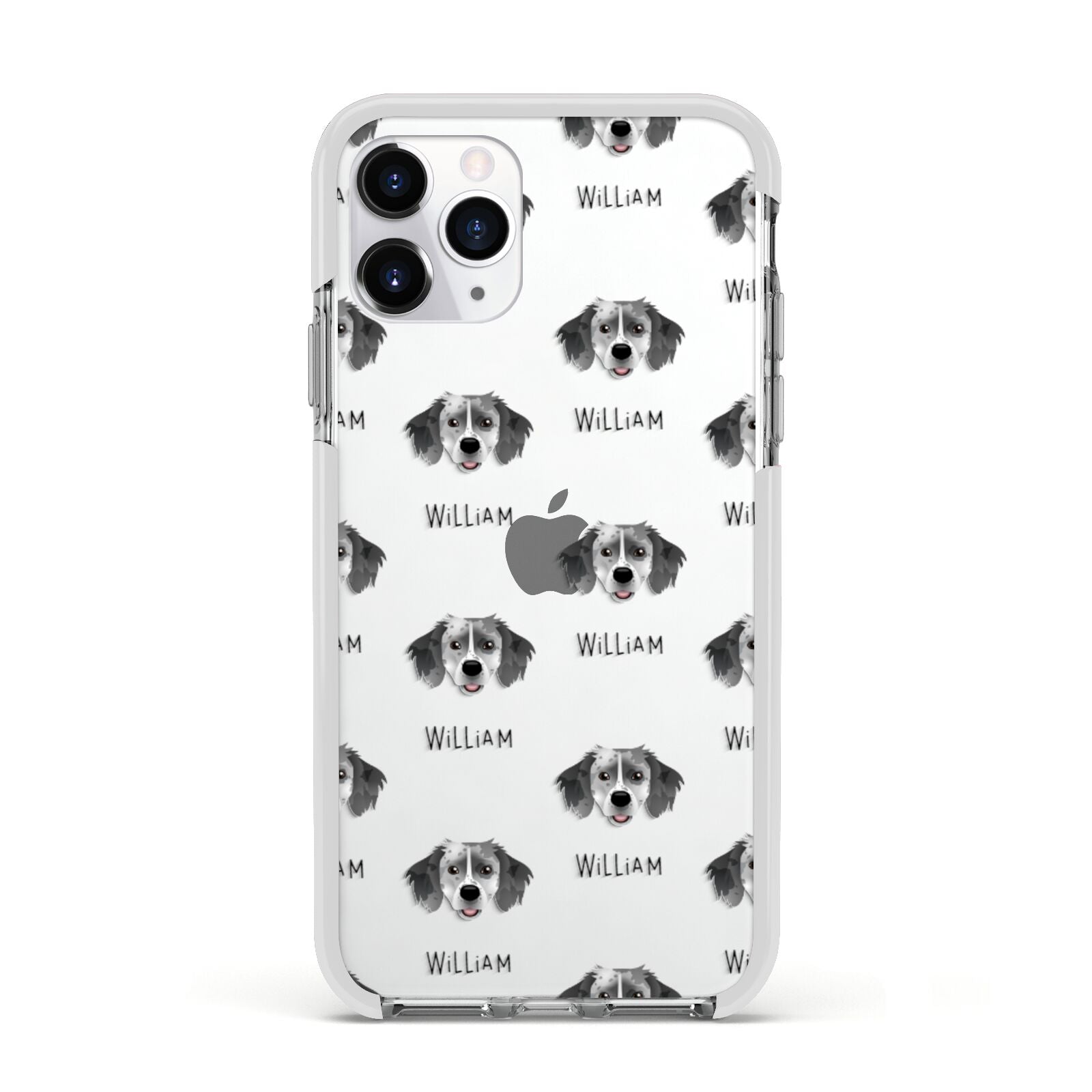 Sprollie Icon with Name Apple iPhone 11 Pro in Silver with White Impact Case