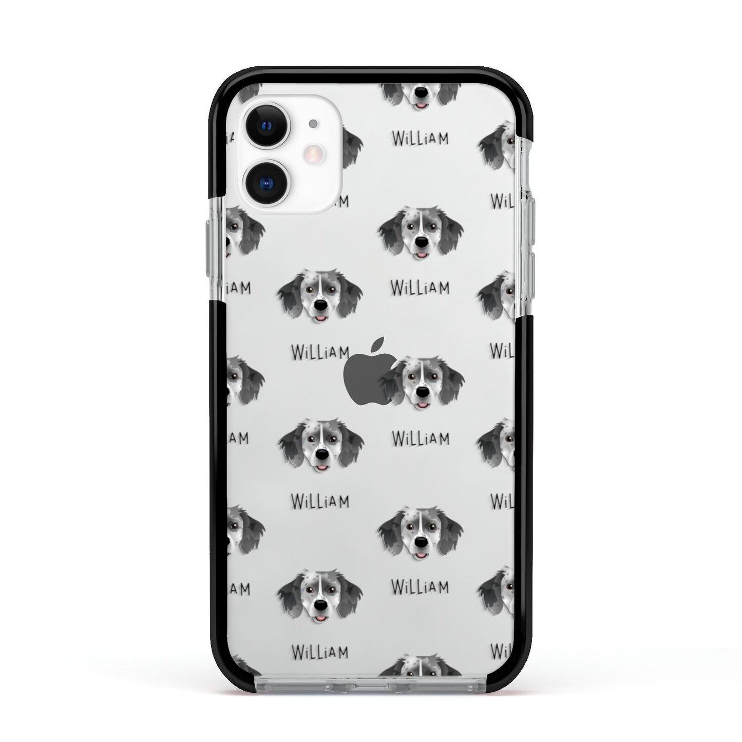 Sprollie Icon with Name Apple iPhone 11 in White with Black Impact Case