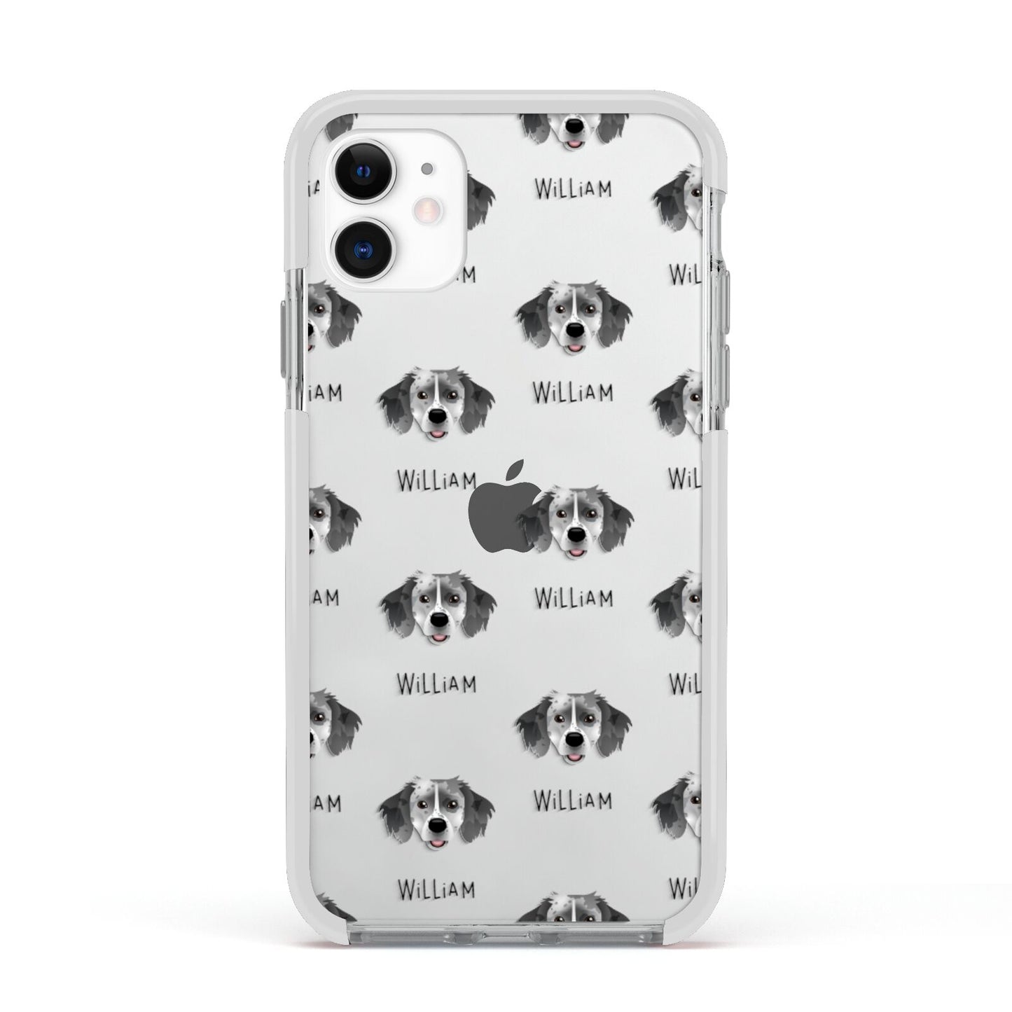 Sprollie Icon with Name Apple iPhone 11 in White with White Impact Case