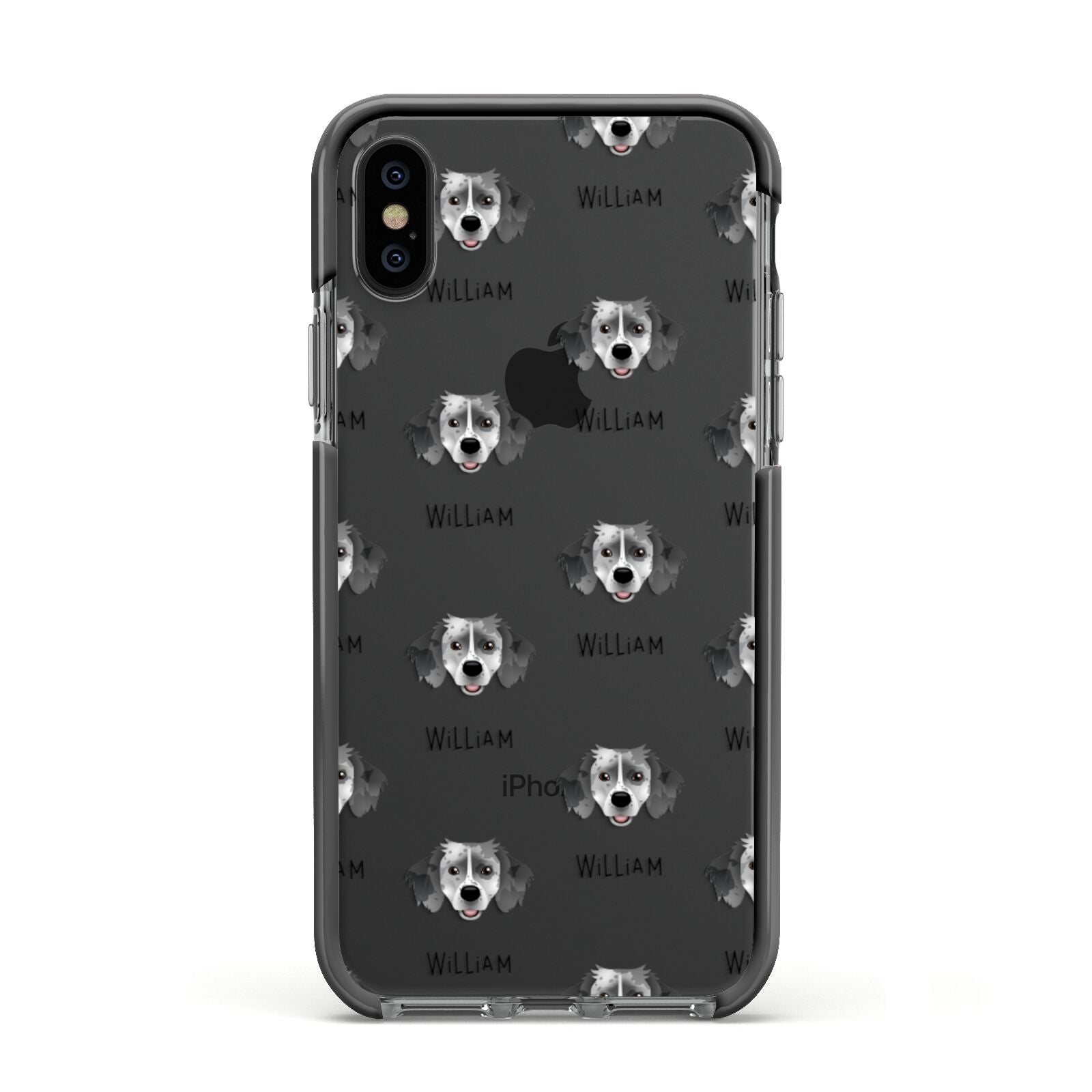 Sprollie Icon with Name Apple iPhone Xs Impact Case Black Edge on Black Phone