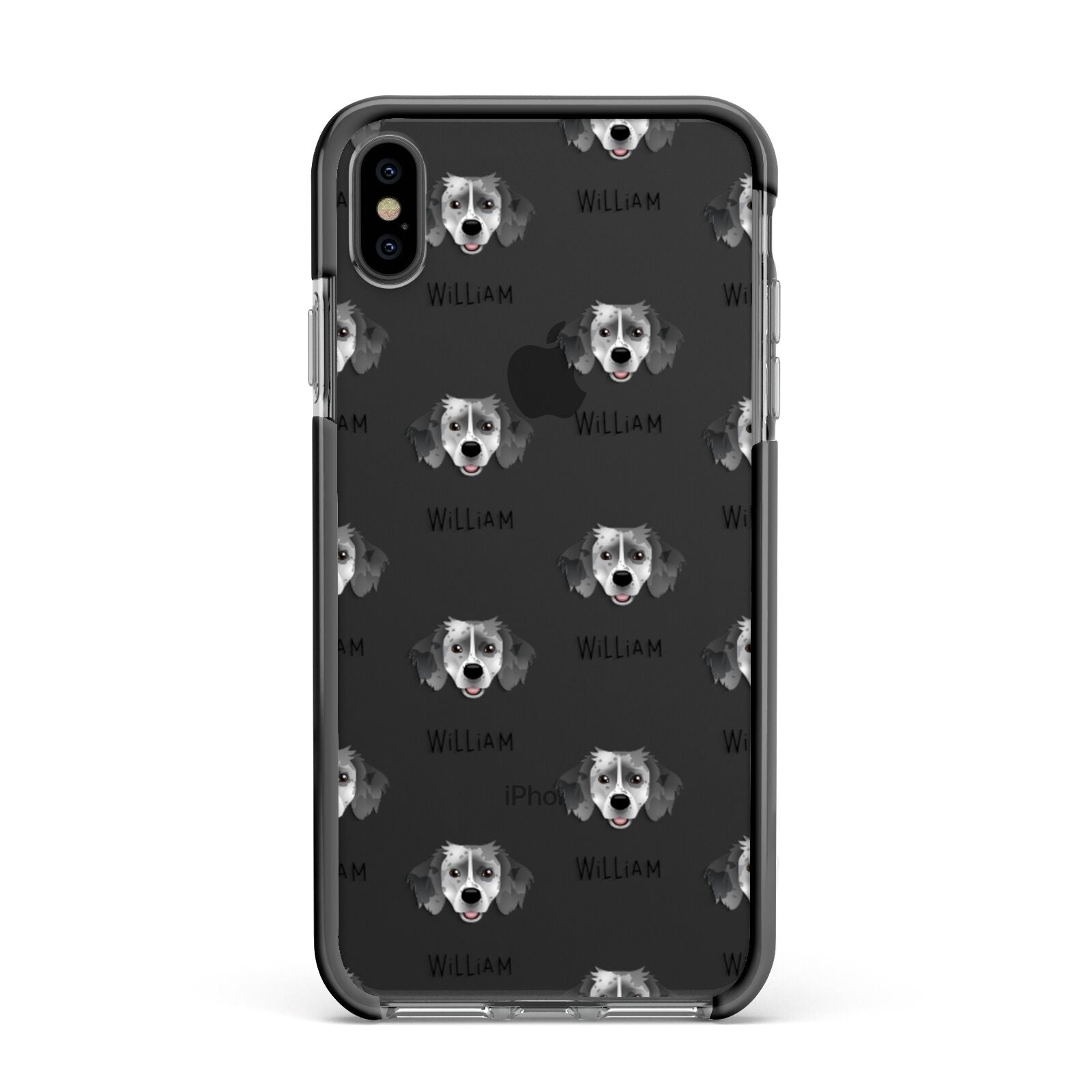 Sprollie Icon with Name Apple iPhone Xs Max Impact Case Black Edge on Black Phone