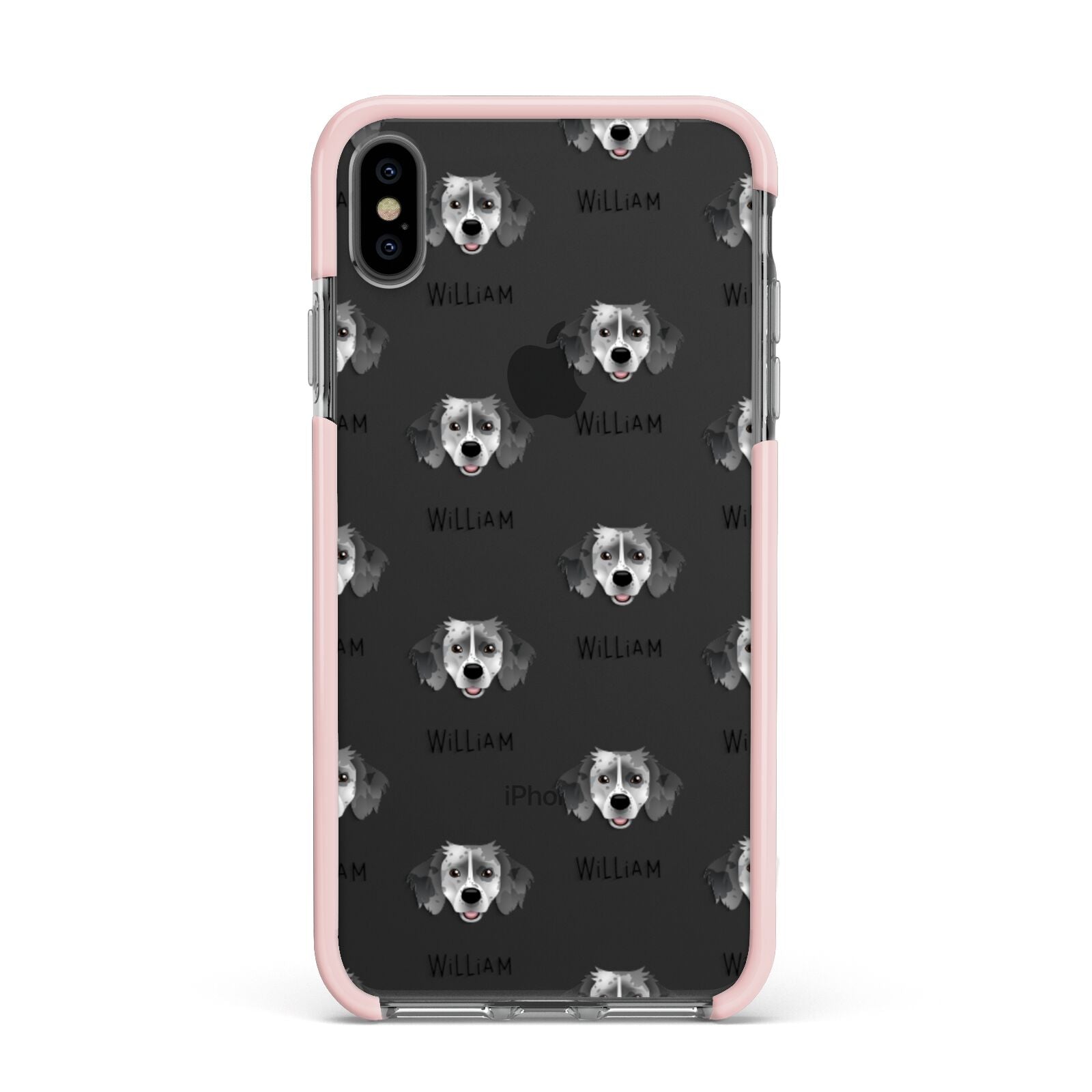 Sprollie Icon with Name Apple iPhone Xs Max Impact Case Pink Edge on Black Phone