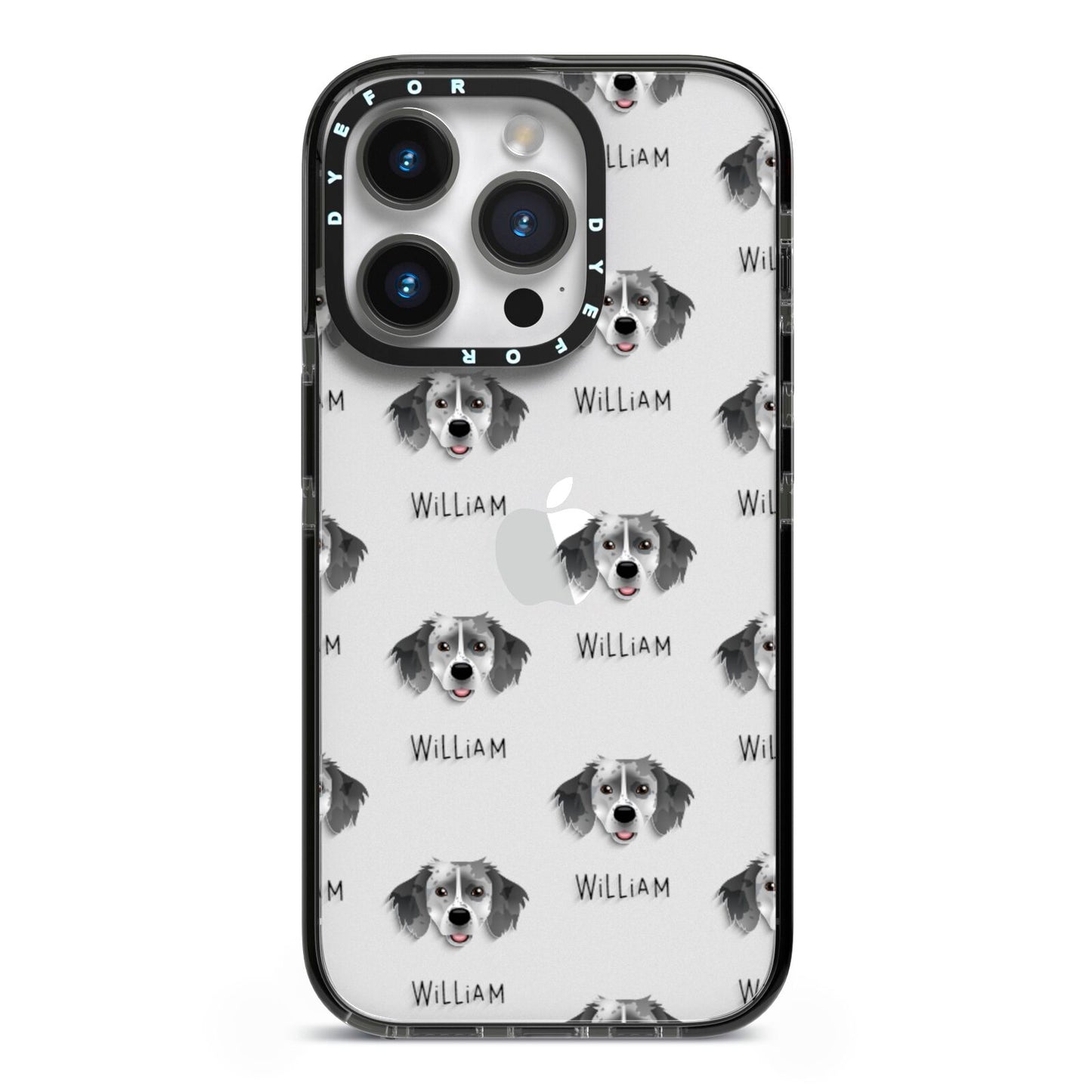 Sprollie Icon with Name iPhone 14 Pro Black Impact Case on Silver phone