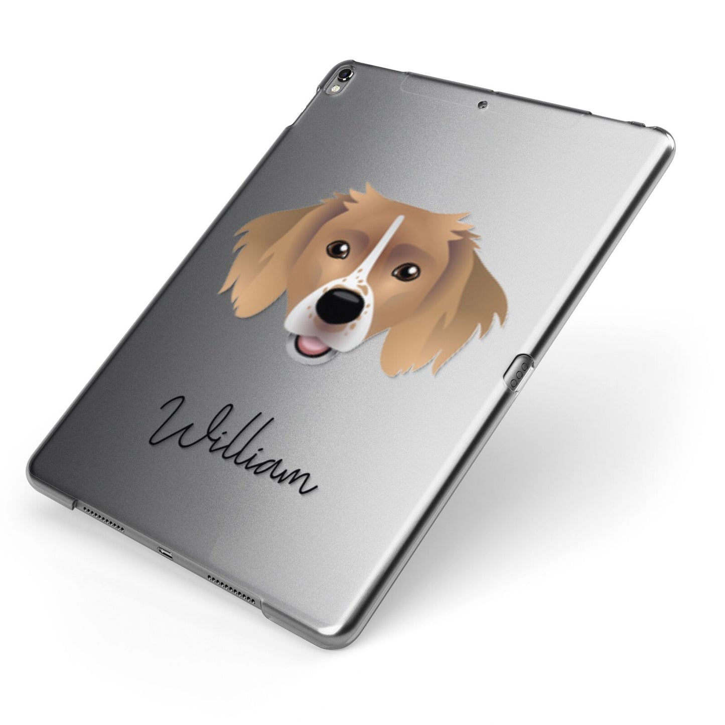 Sprollie Personalised Apple iPad Case on Grey iPad Side View