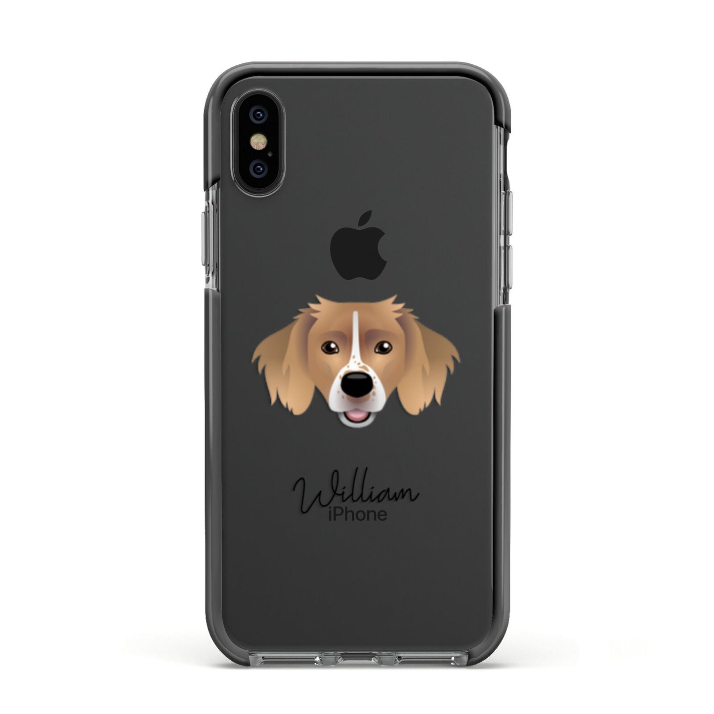 Sprollie Personalised Apple iPhone Xs Impact Case Black Edge on Black Phone