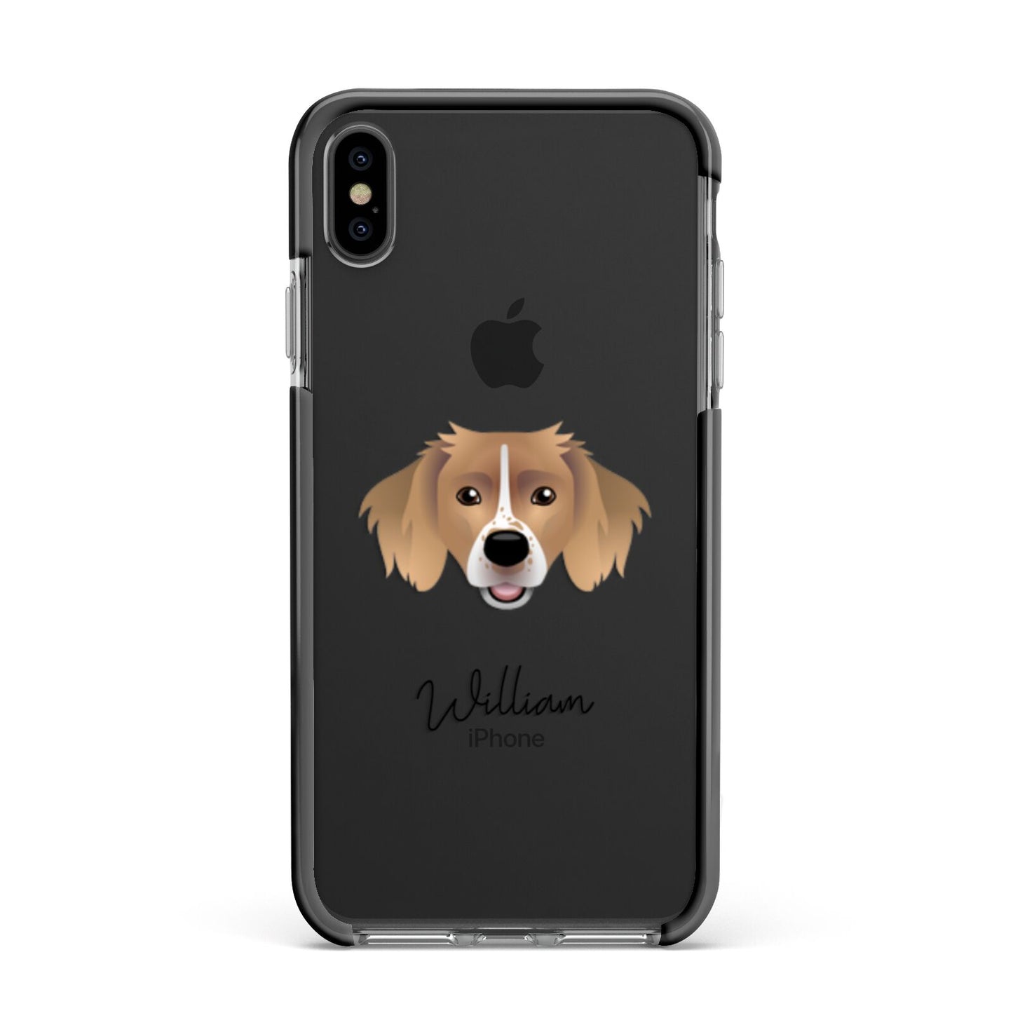 Sprollie Personalised Apple iPhone Xs Max Impact Case Black Edge on Black Phone