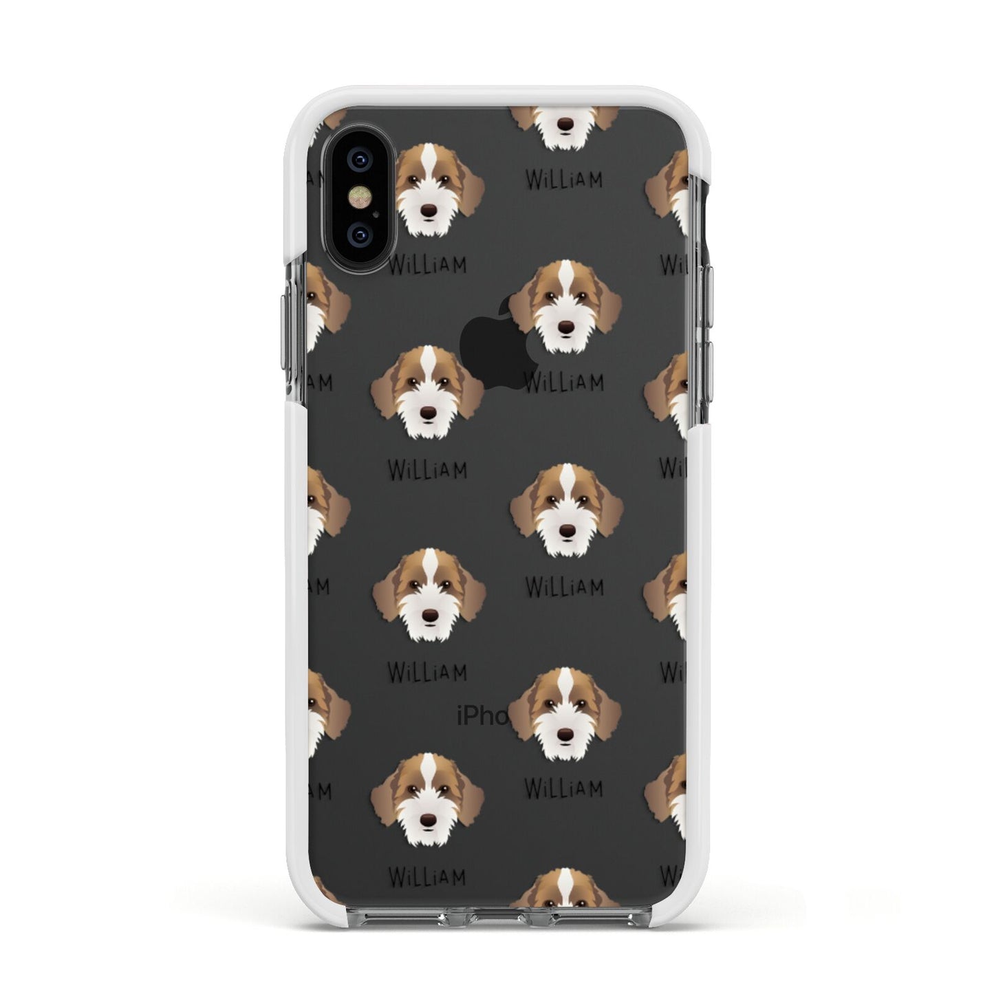 Sproodle Icon with Name Apple iPhone Xs Impact Case White Edge on Black Phone