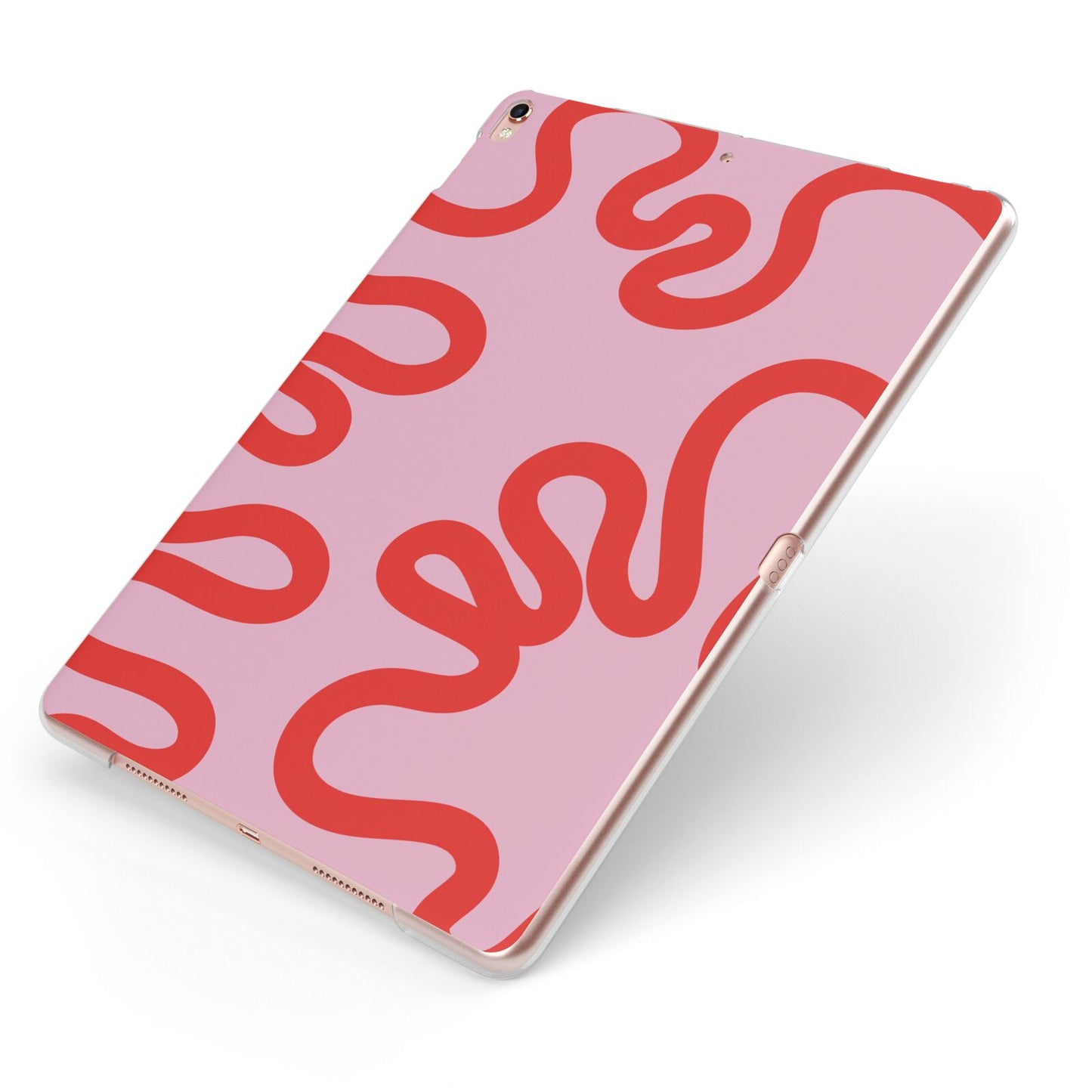 Squiggle Apple iPad Case on Rose Gold iPad Side View