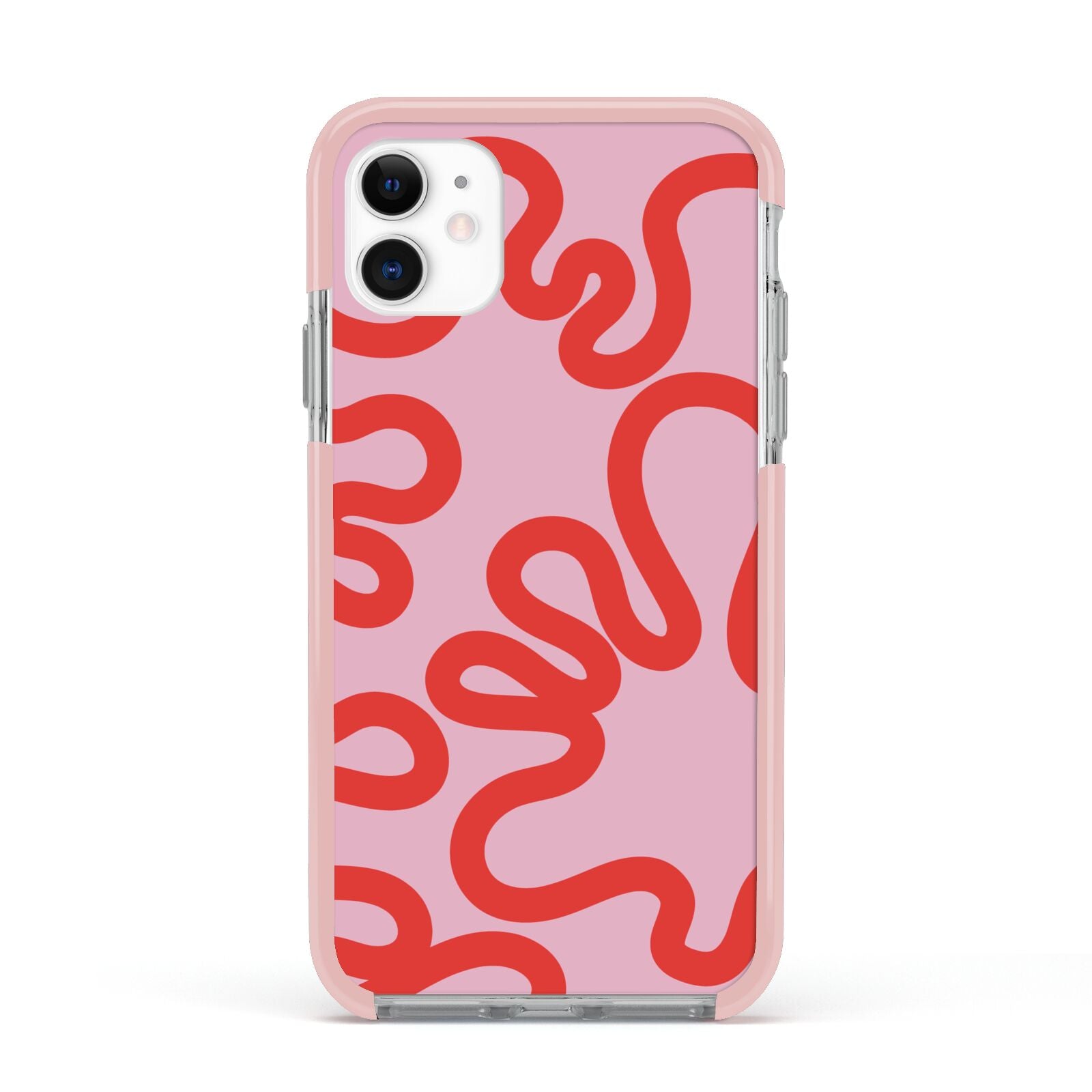 Squiggle Apple iPhone 11 in White with Pink Impact Case