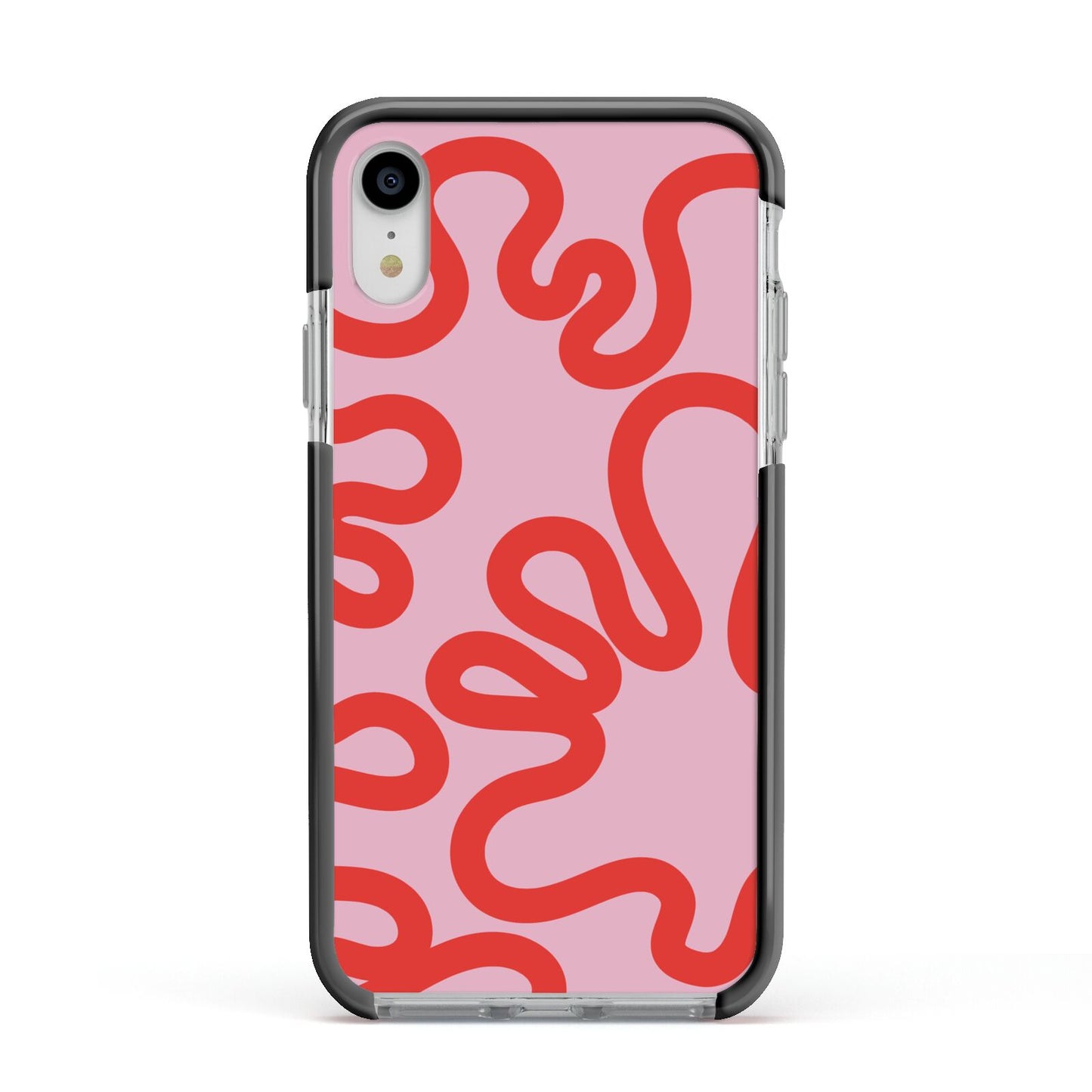 Squiggle Apple iPhone XR Impact Case Black Edge on Silver Phone