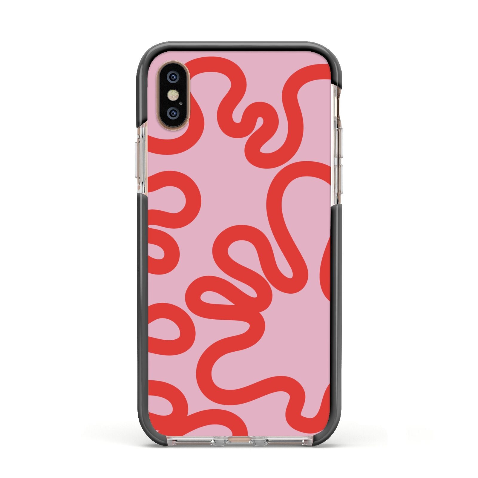 Squiggle Apple iPhone Xs Impact Case Black Edge on Gold Phone