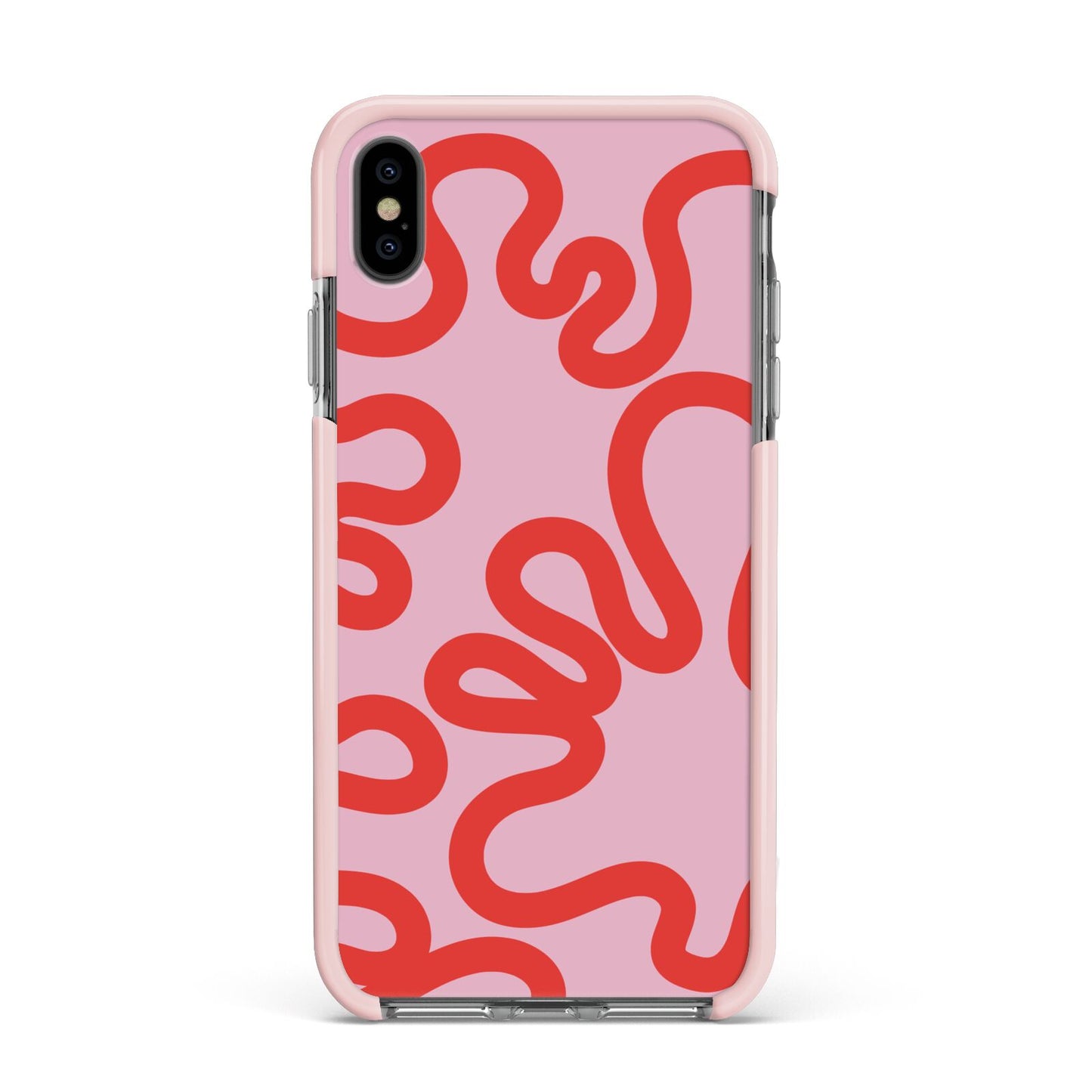 Squiggle Apple iPhone Xs Max Impact Case Pink Edge on Black Phone