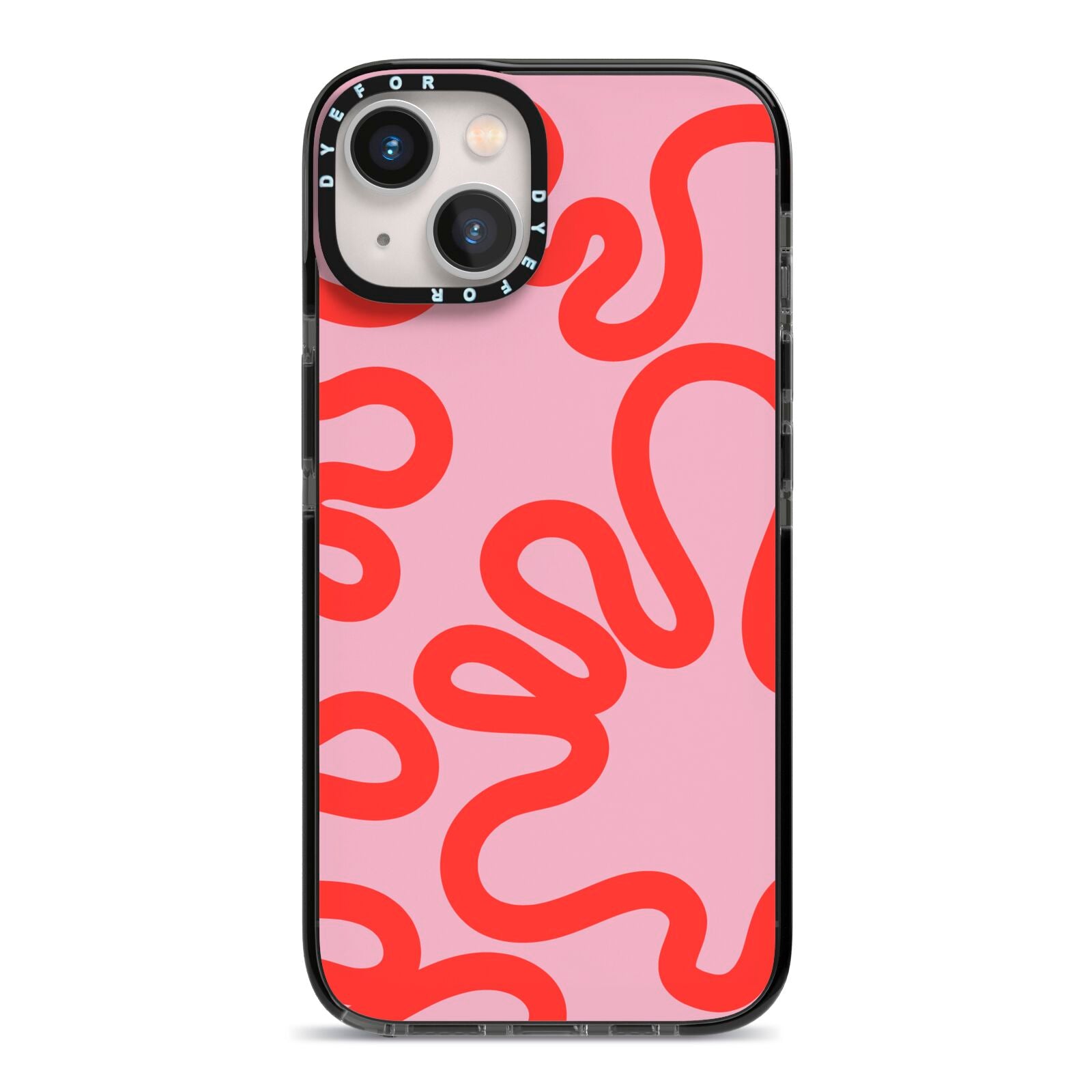 Squiggle iPhone 13 Black Impact Case on Silver phone