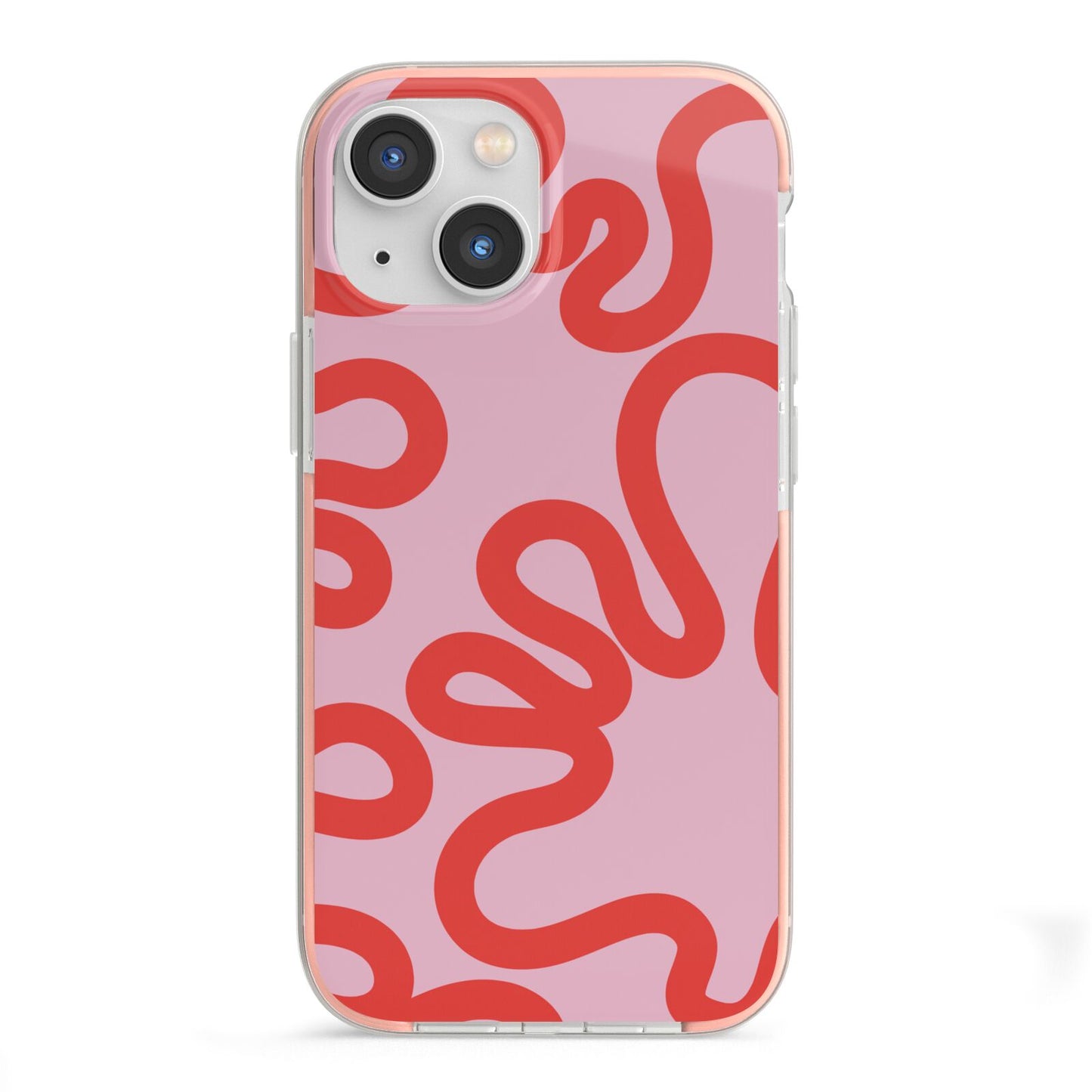 Squiggle iPhone 13 Mini TPU Impact Case with Pink Edges