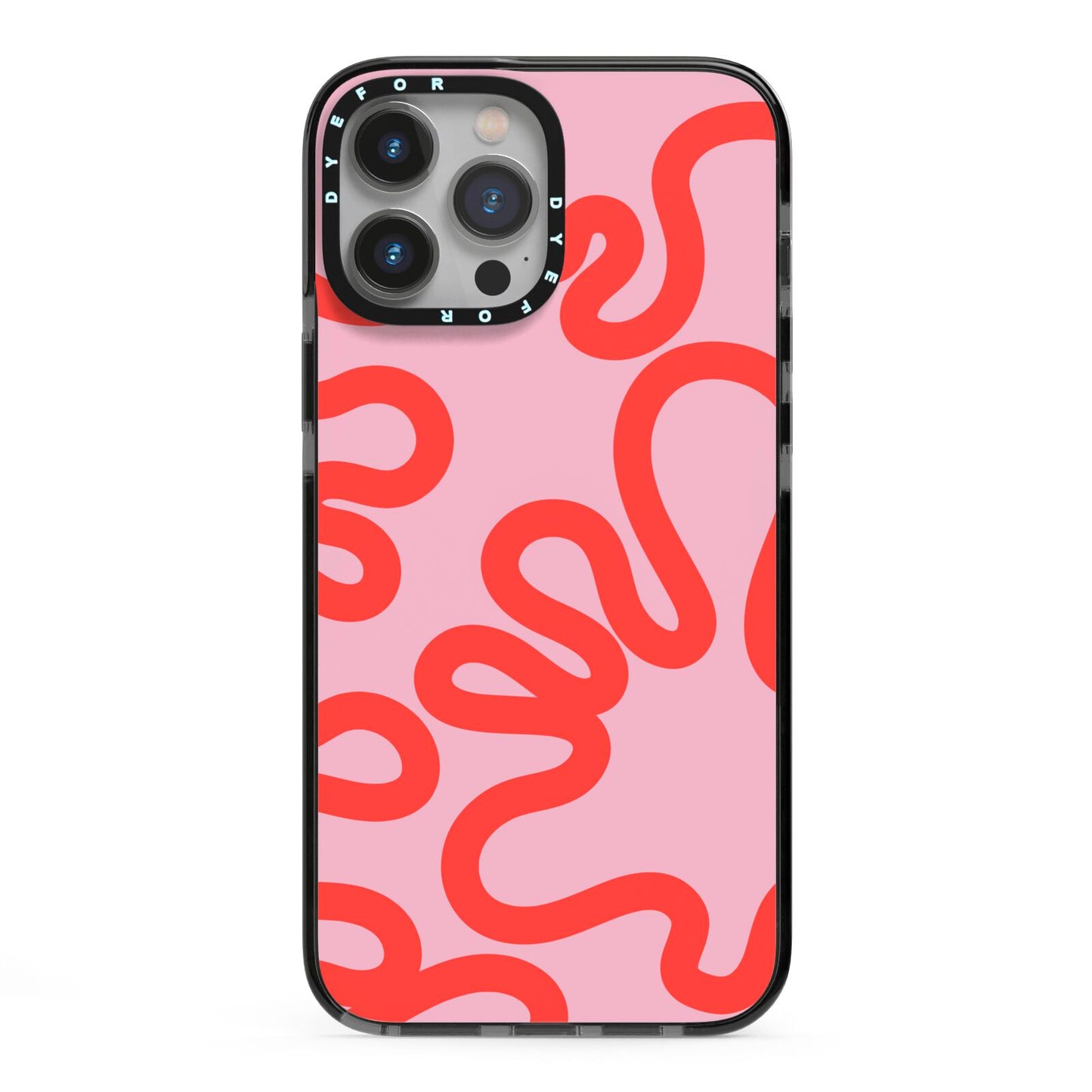 Squiggle iPhone 13 Pro Max Black Impact Case on Silver phone