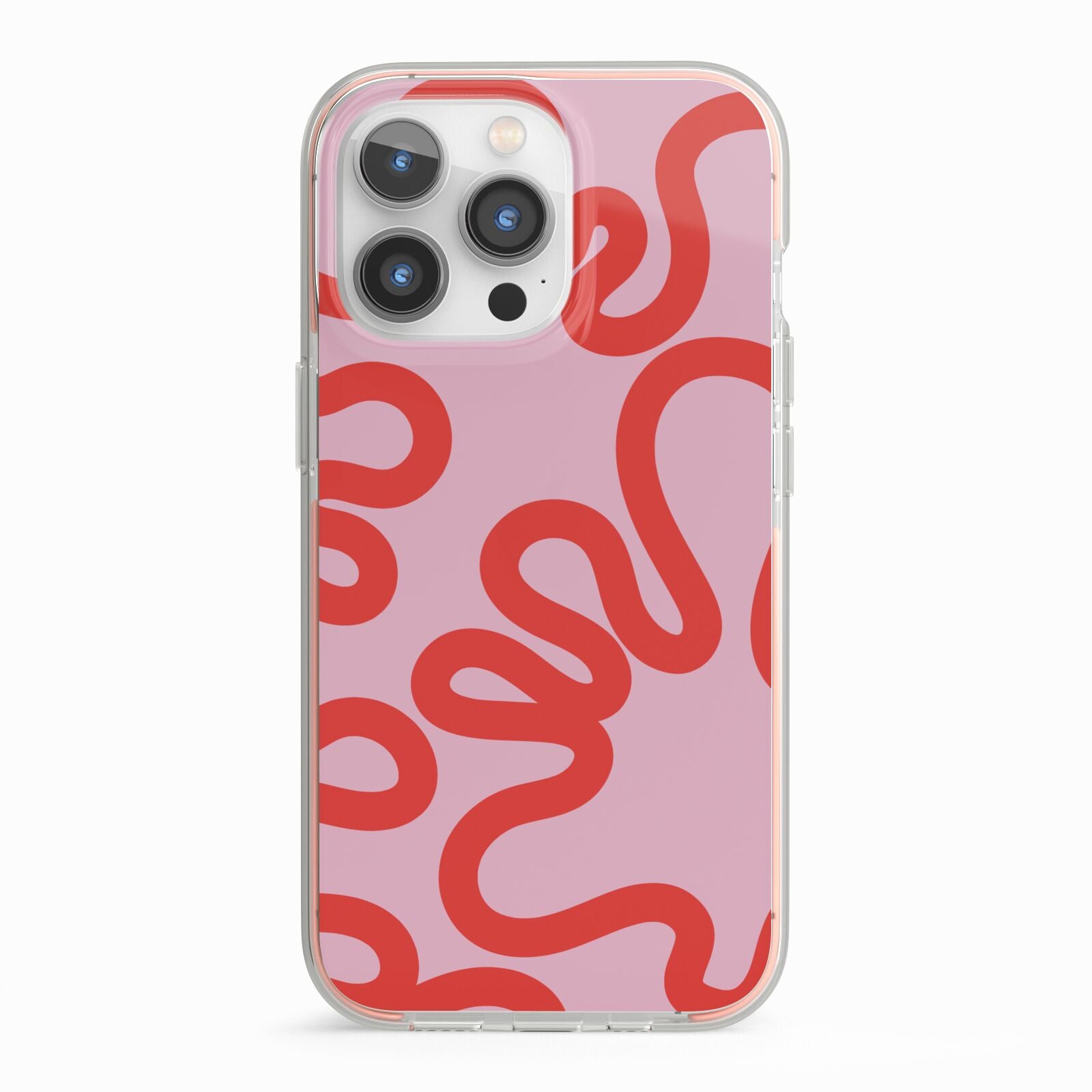 Squiggle iPhone 13 Pro TPU Impact Case with Pink Edges