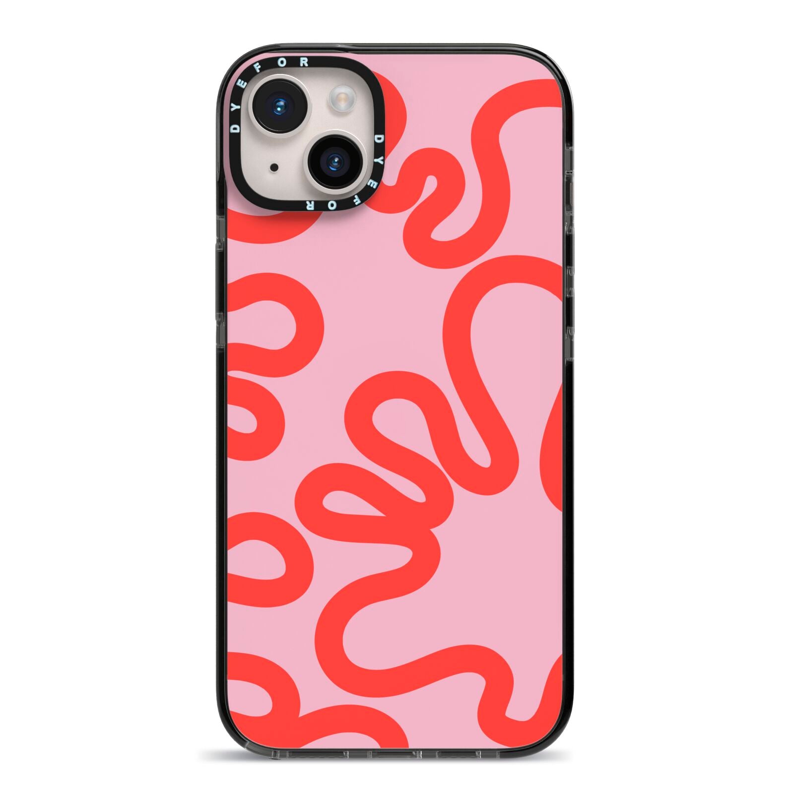 Squiggle iPhone 14 Plus Black Impact Case on Silver phone