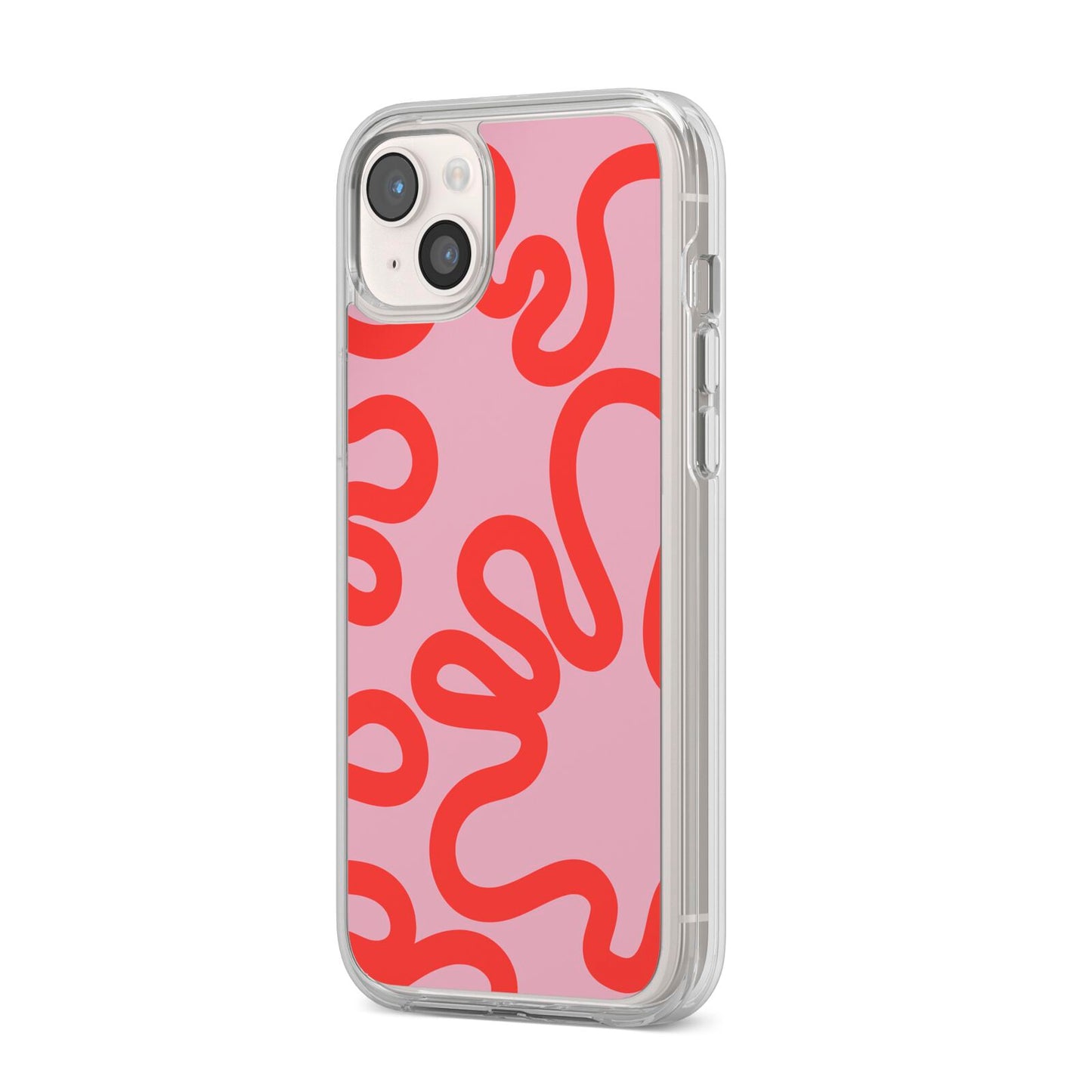 Squiggle iPhone 14 Plus Clear Tough Case Starlight Angled Image