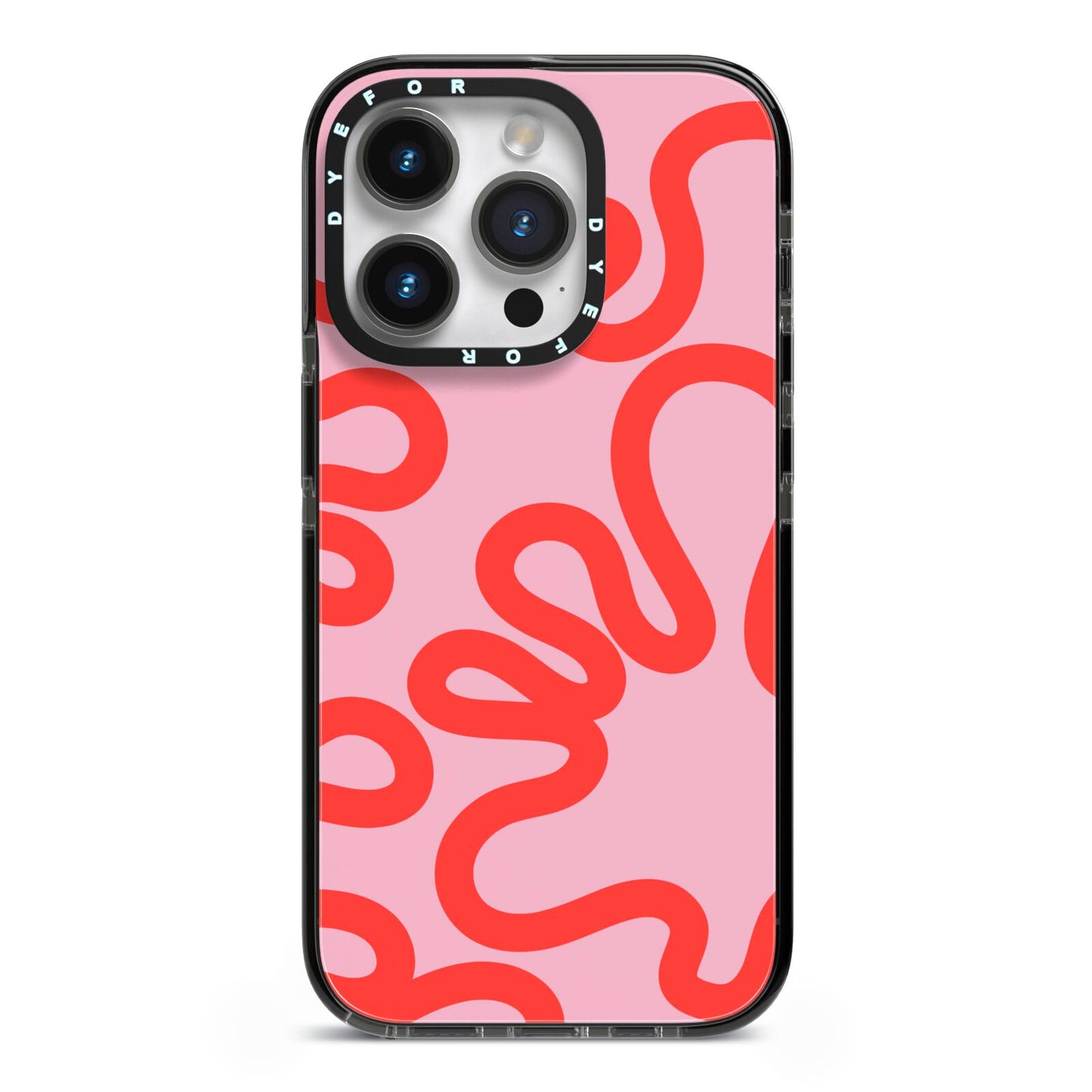 Squiggle iPhone 14 Pro Black Impact Case on Silver phone