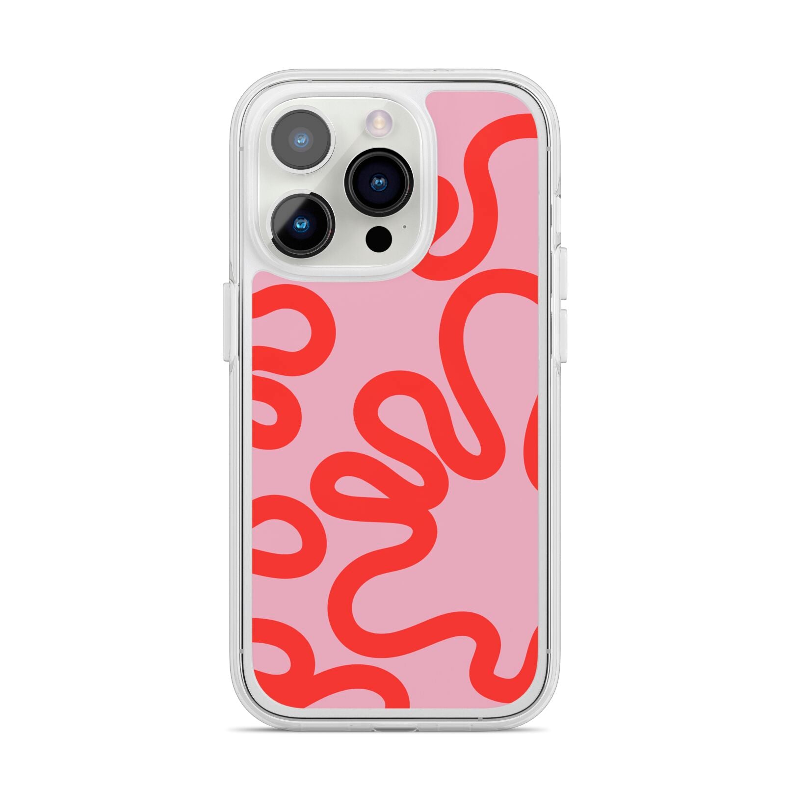 Squiggle iPhone 14 Pro Clear Tough Case Silver