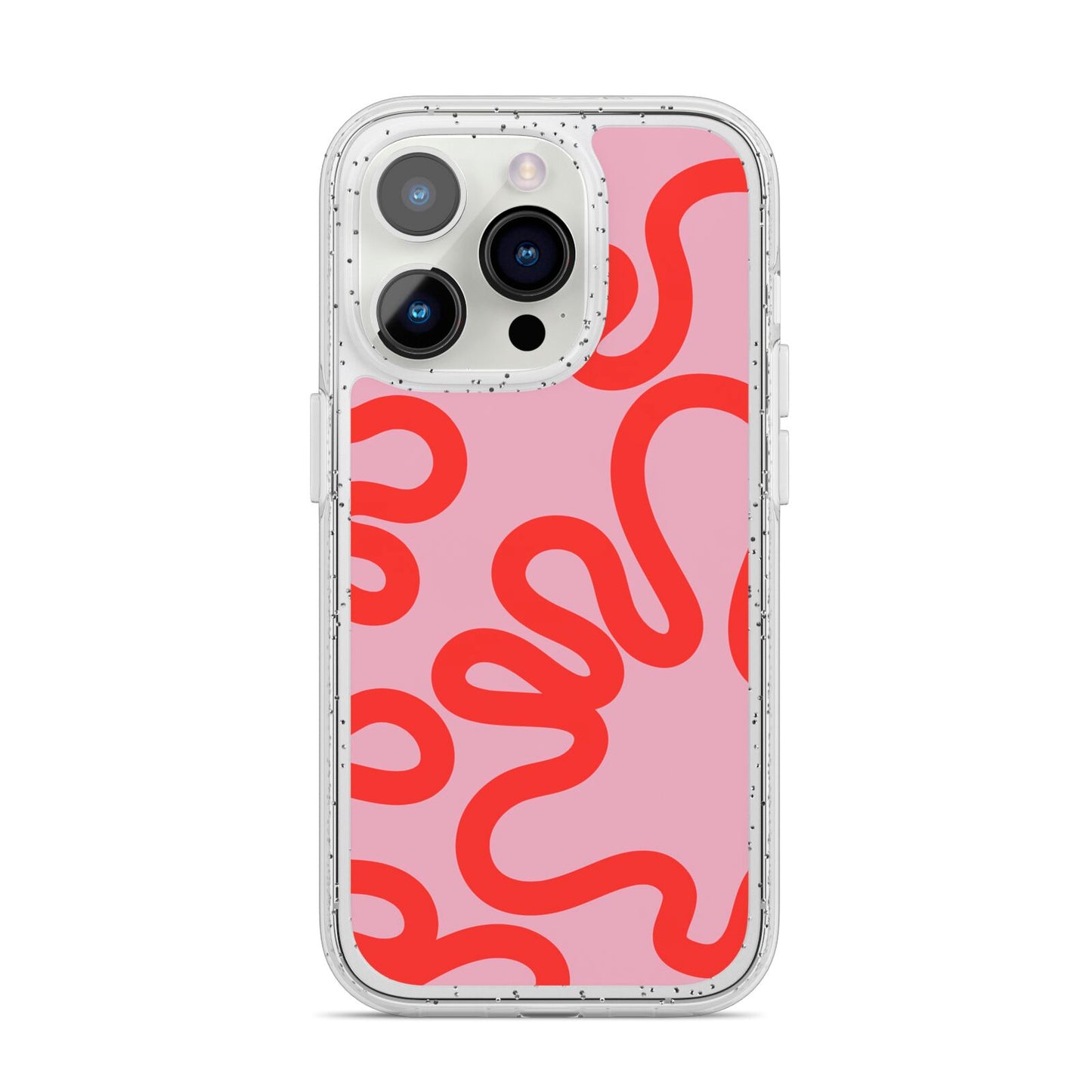 Squiggle iPhone 14 Pro Glitter Tough Case Silver