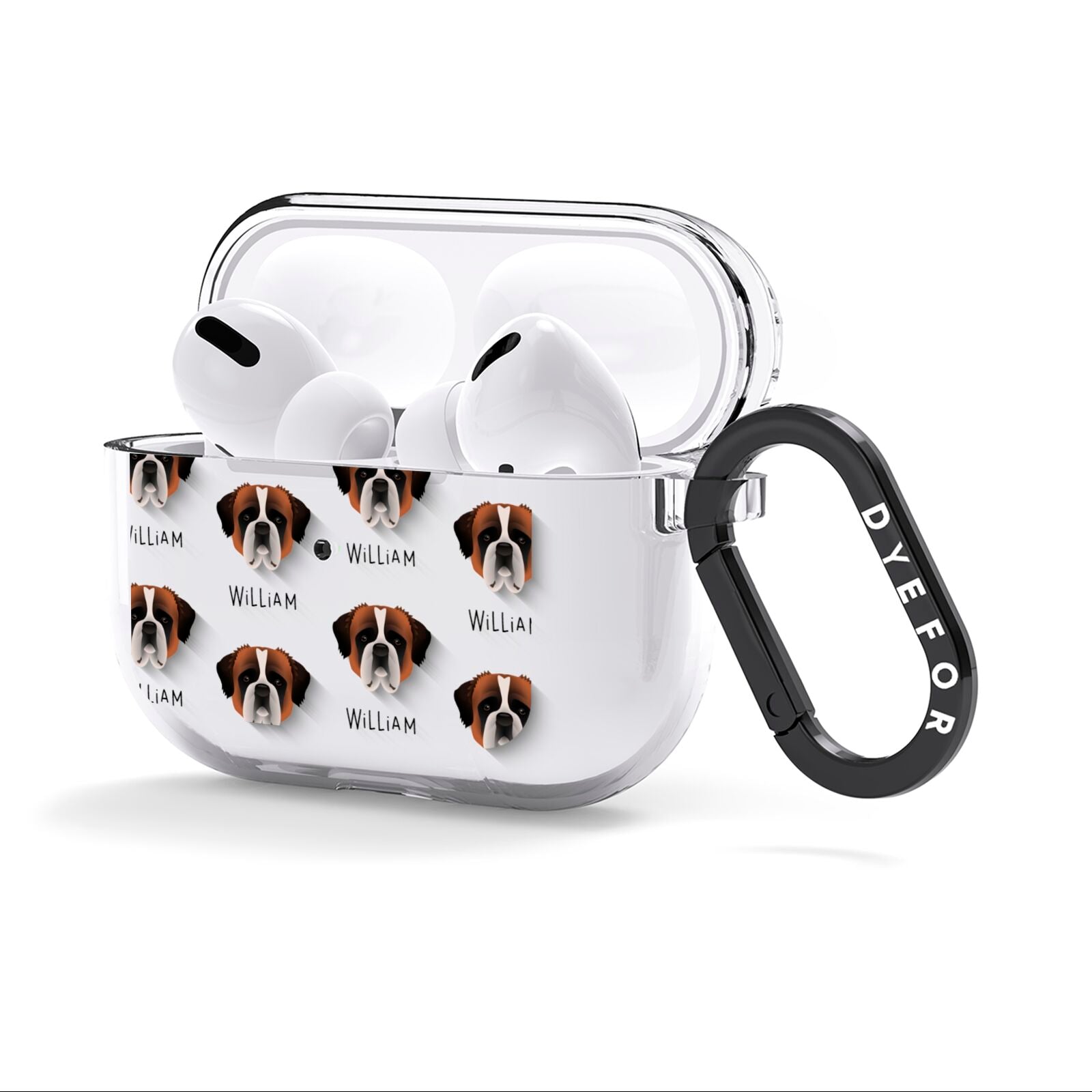 St Bernard Icon with Name AirPods Clear Case 3rd Gen Side Image