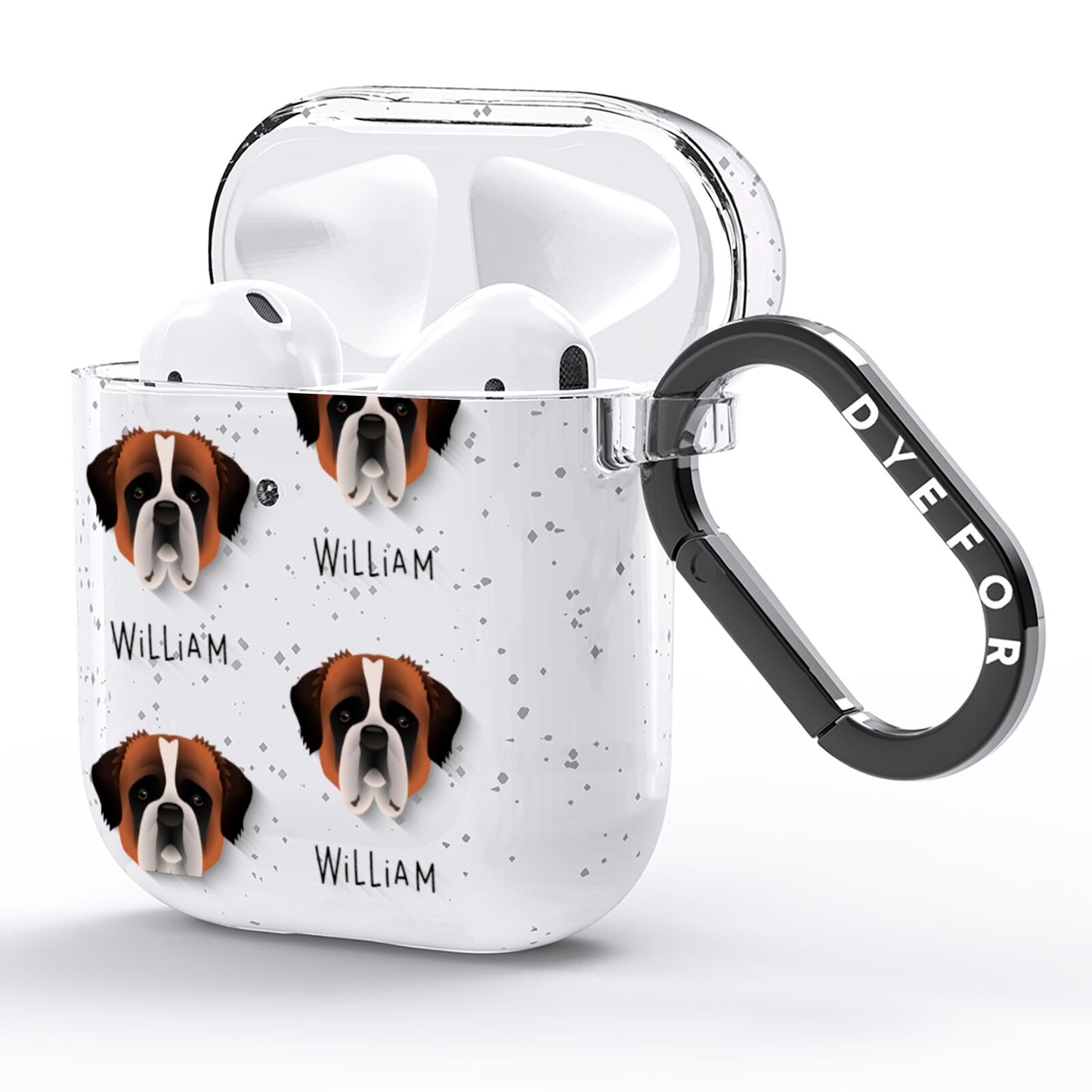 St Bernard Icon with Name AirPods Glitter Case Side Image